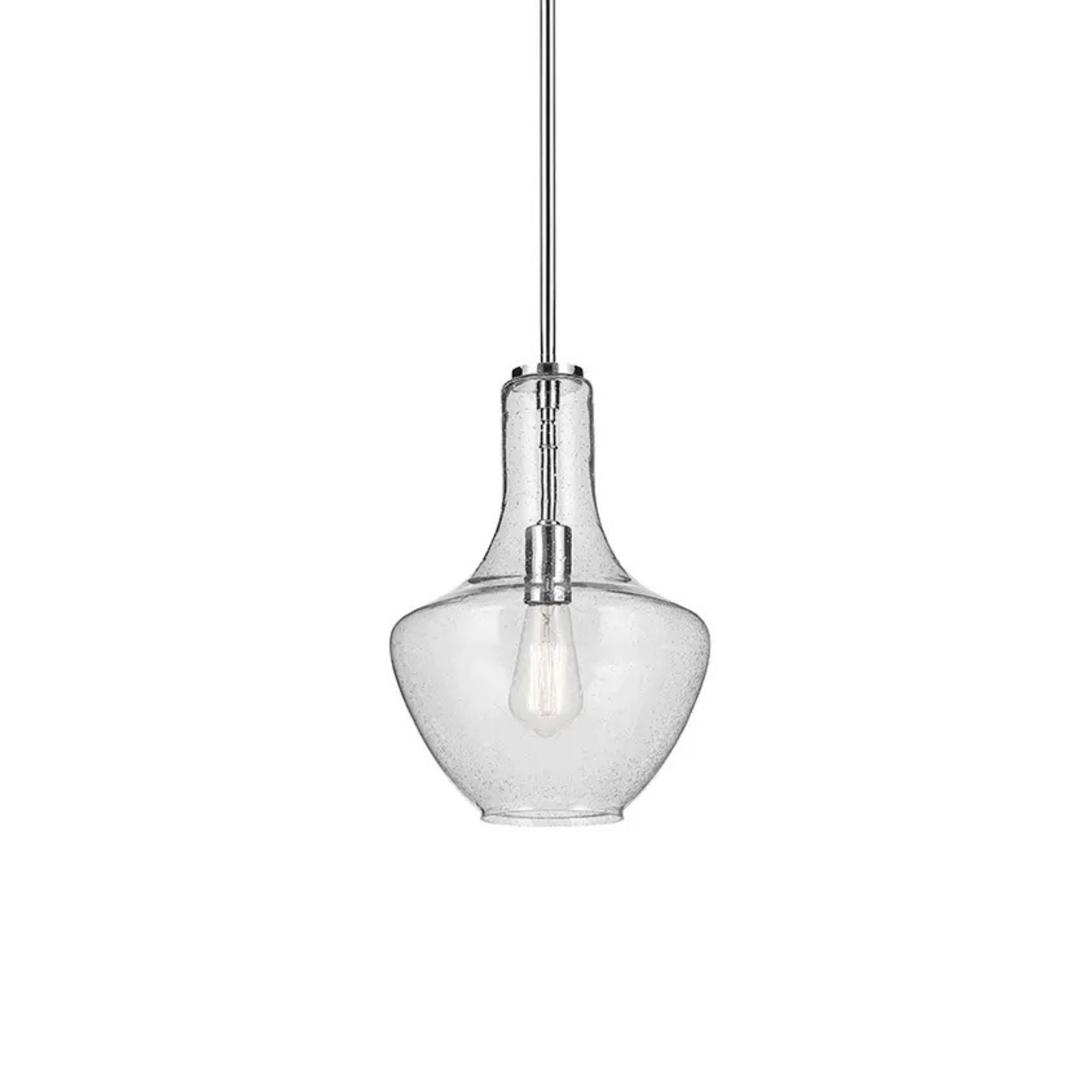 Everly 11" Pendant, Chrome Finish, Clear Seeded Glass