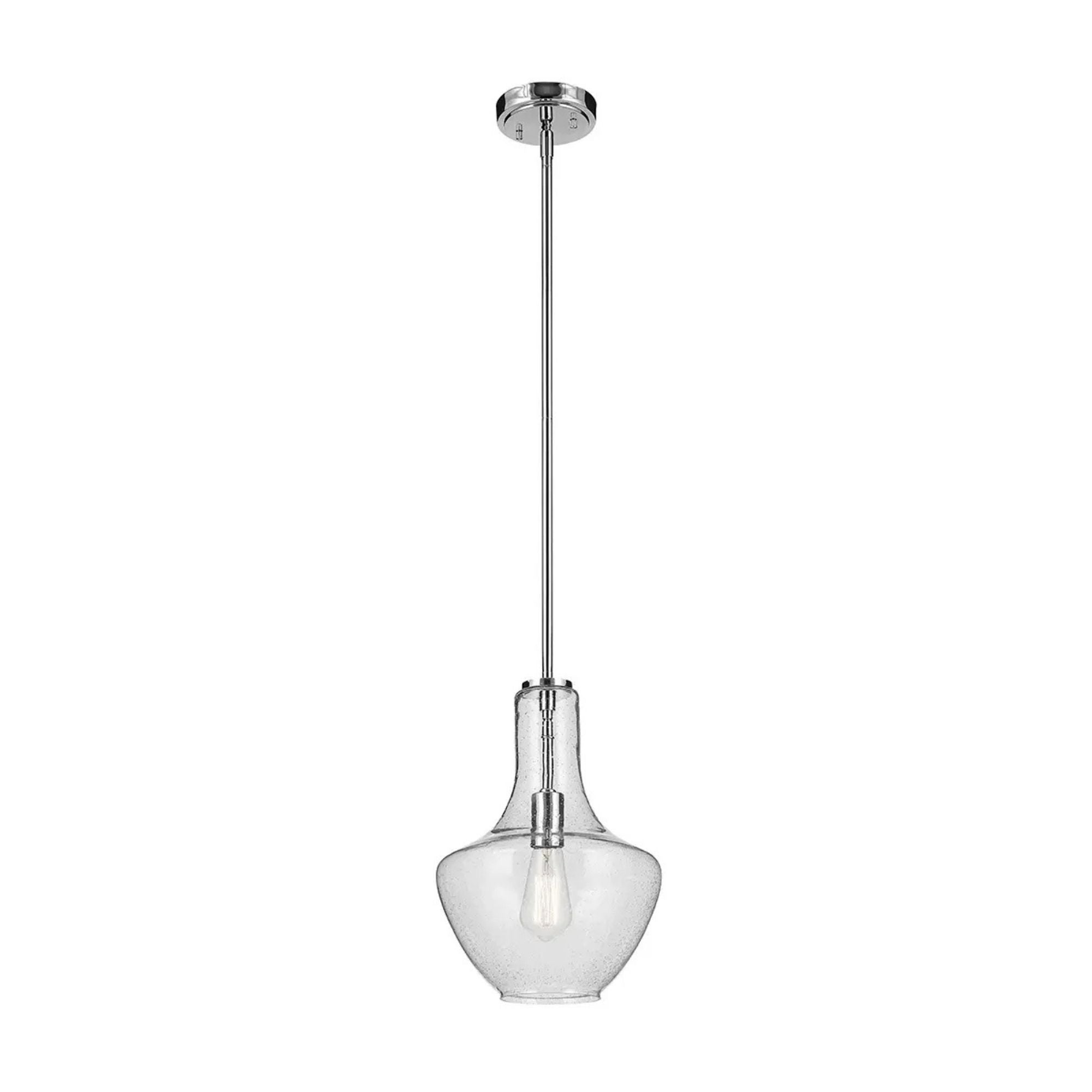 Everly 11" Pendant, Chrome Finish, Clear Seeded Glass