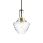Everly 11" Pendant, Natural Brass Finish, Clear Glass