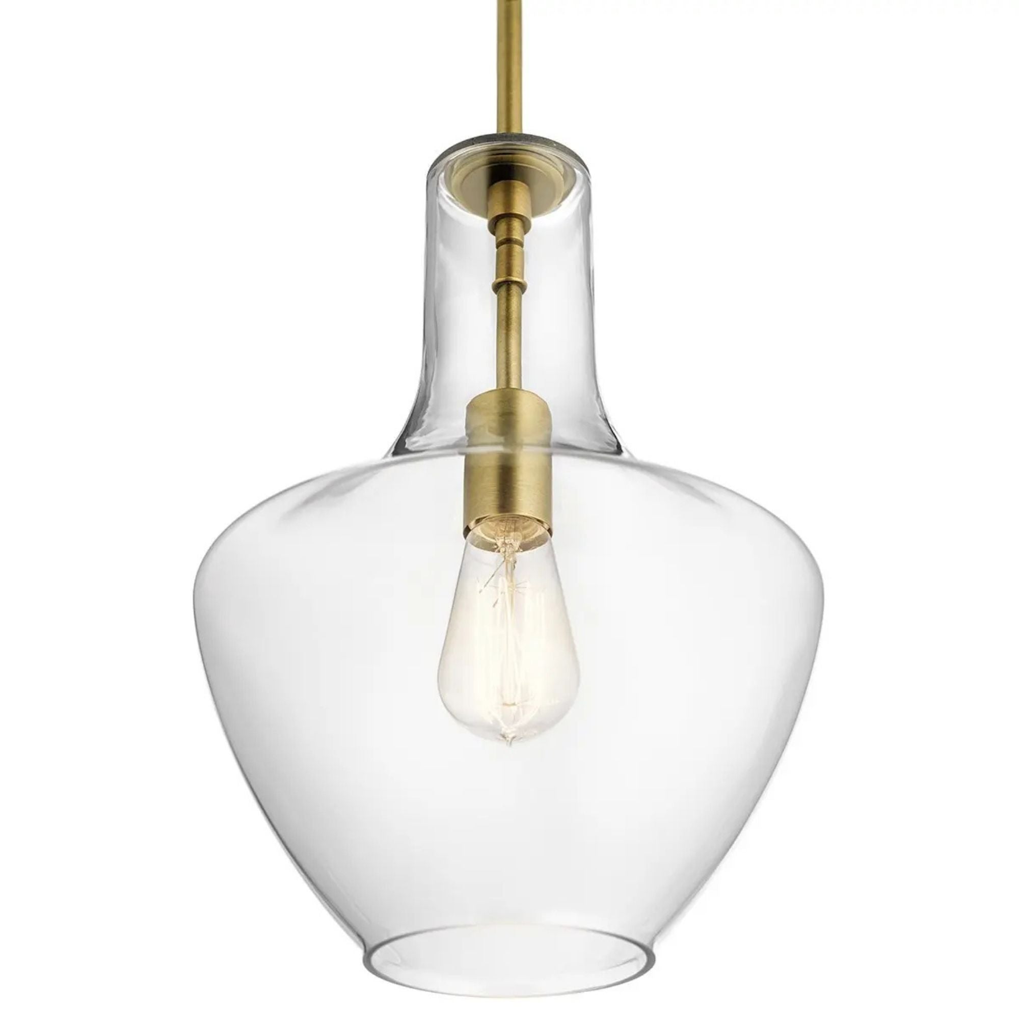 Everly 11" Pendant, Natural Brass Finish, Clear Glass