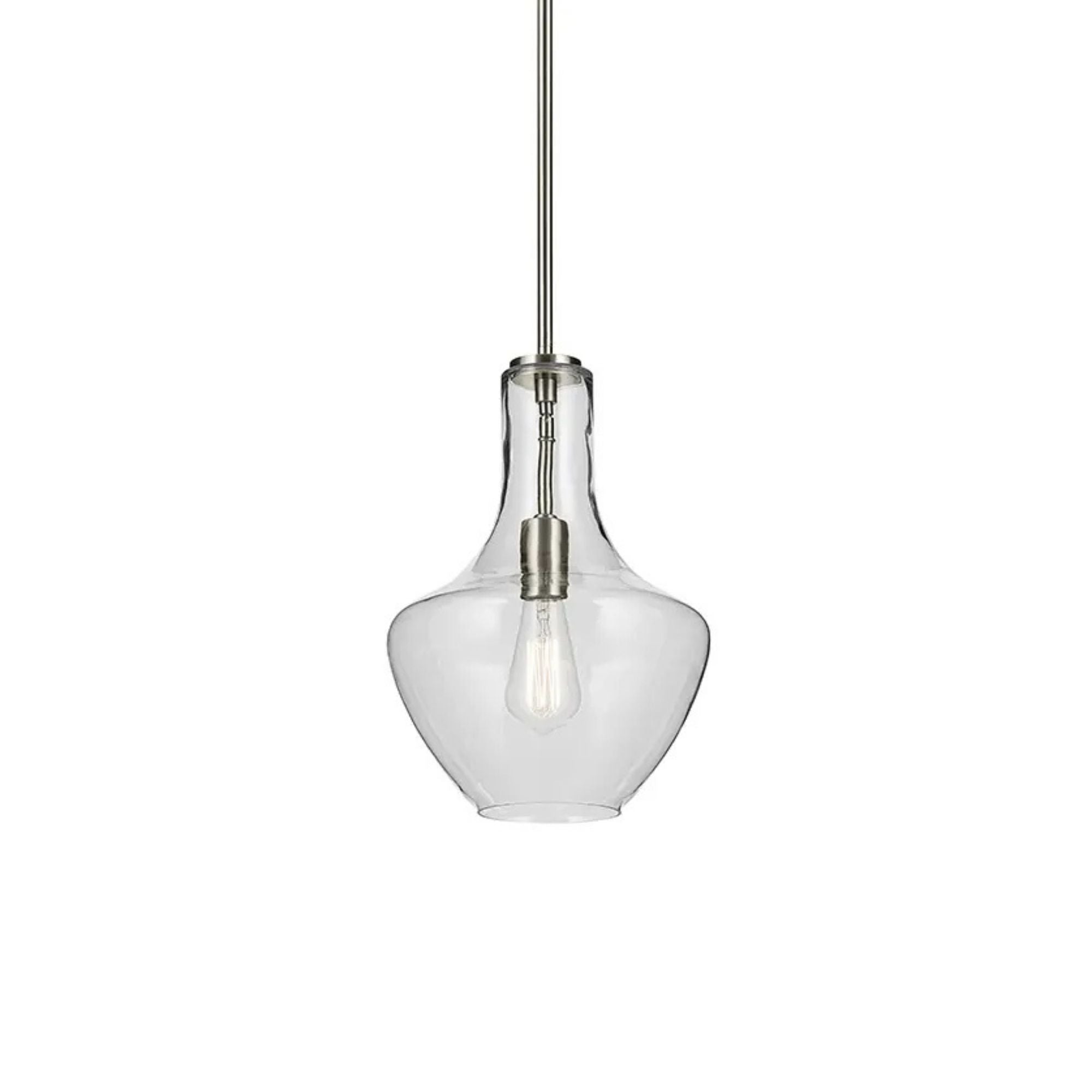 Everly 11" Pendant, Brushed Nickel Finish, Clear Glass