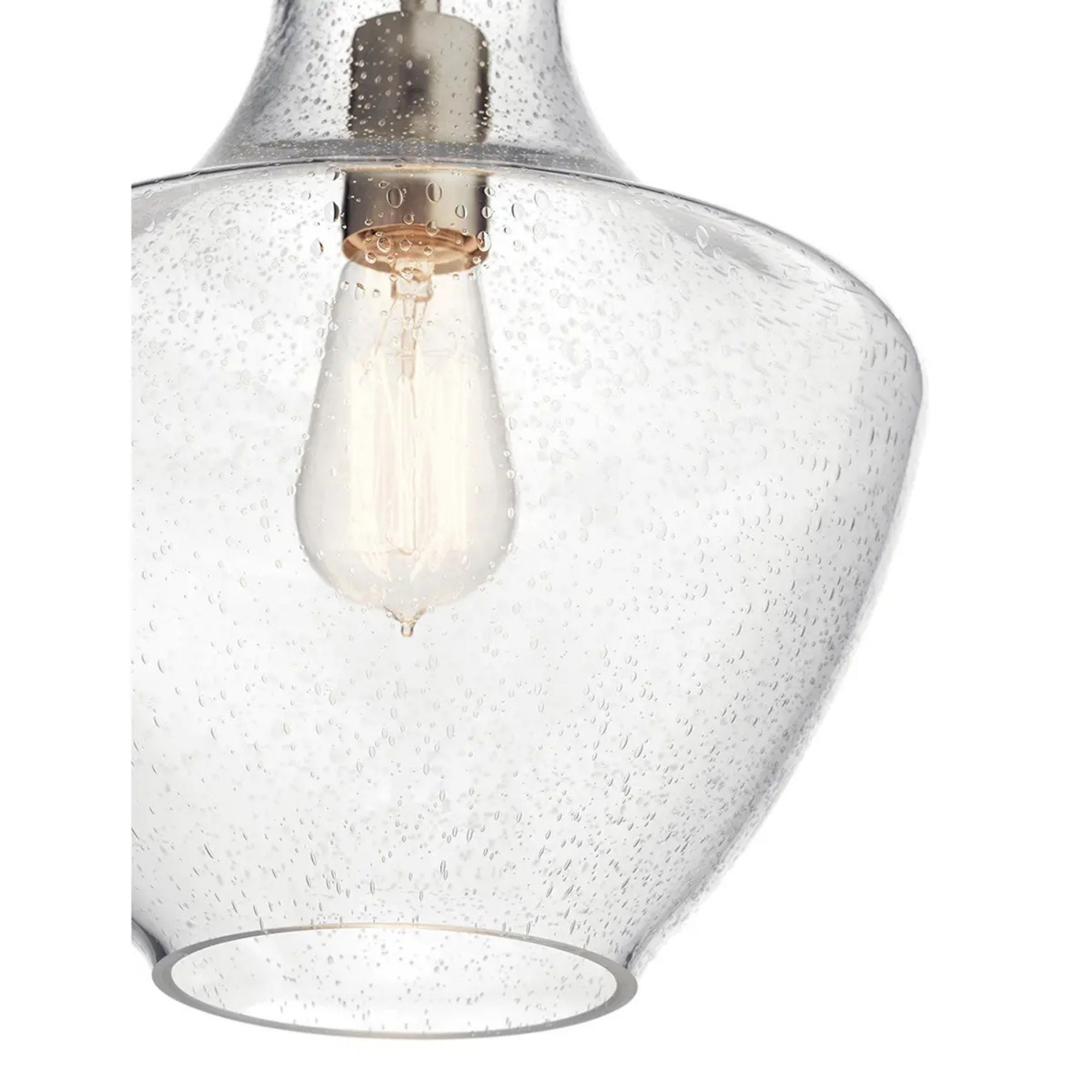 Everly 11" Pendant, Brushed Nickel Finish, Clear Seeded Glass