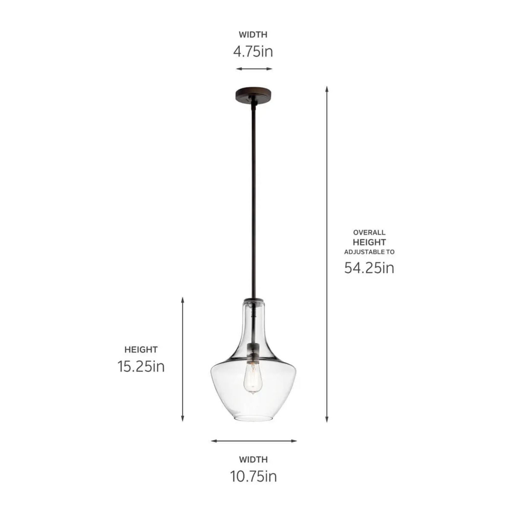Everly 11" Pendant, Olde Bronze Finish, Clear Glass