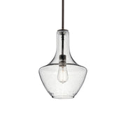 Everly 11" Pendant, Olde Bronze Finish, Clear Seeded Glass