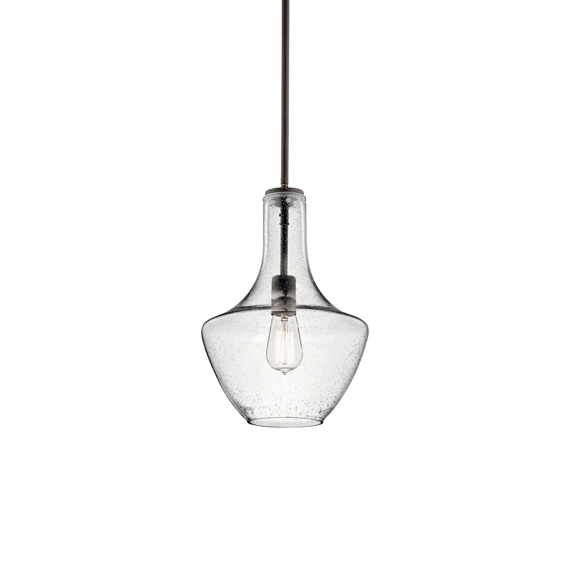 Everly 11" Pendant, Olde Bronze Finish, Clear Seeded Glass