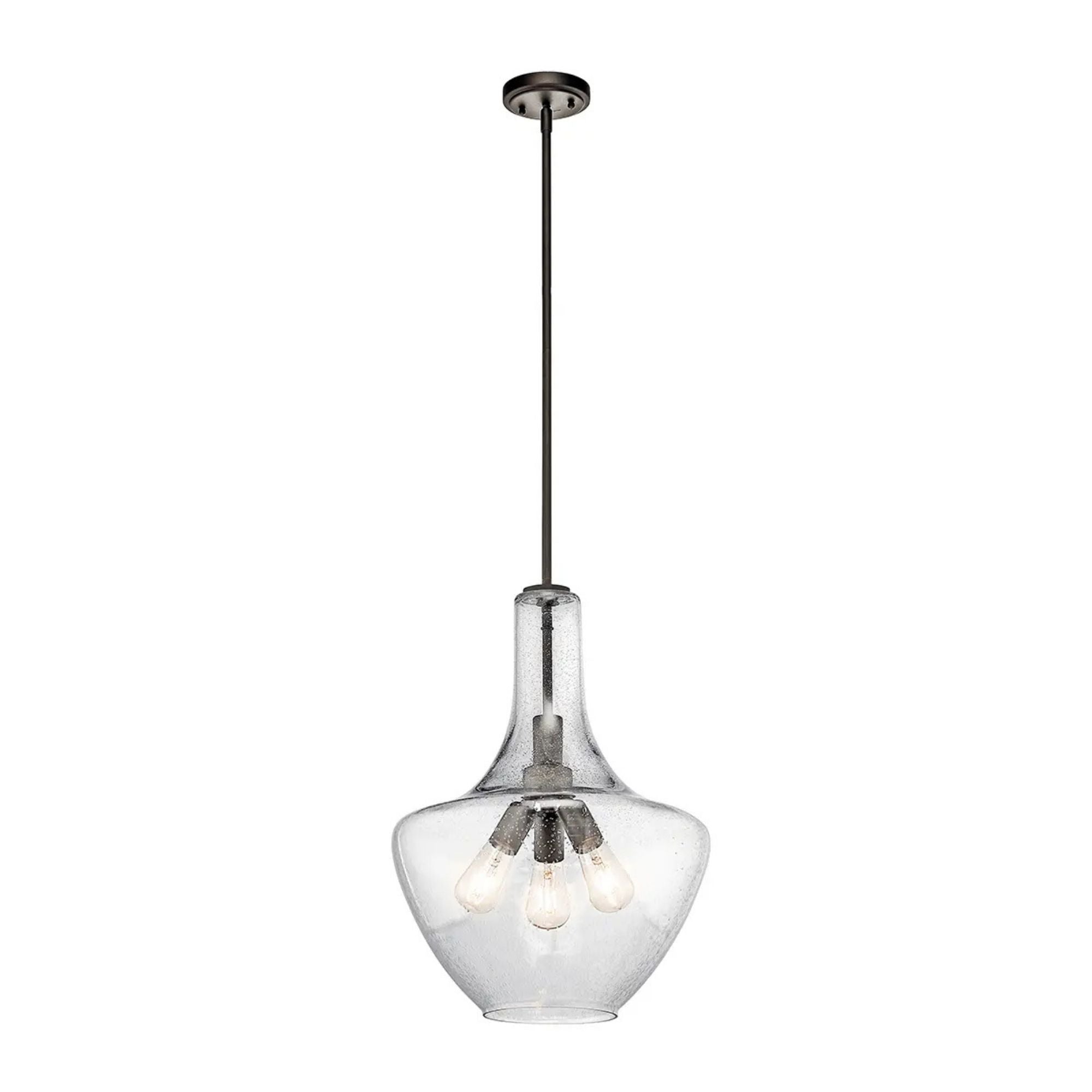Everly 16" 3-Light Pendant, Olde Bronze Finish, Clear Glass