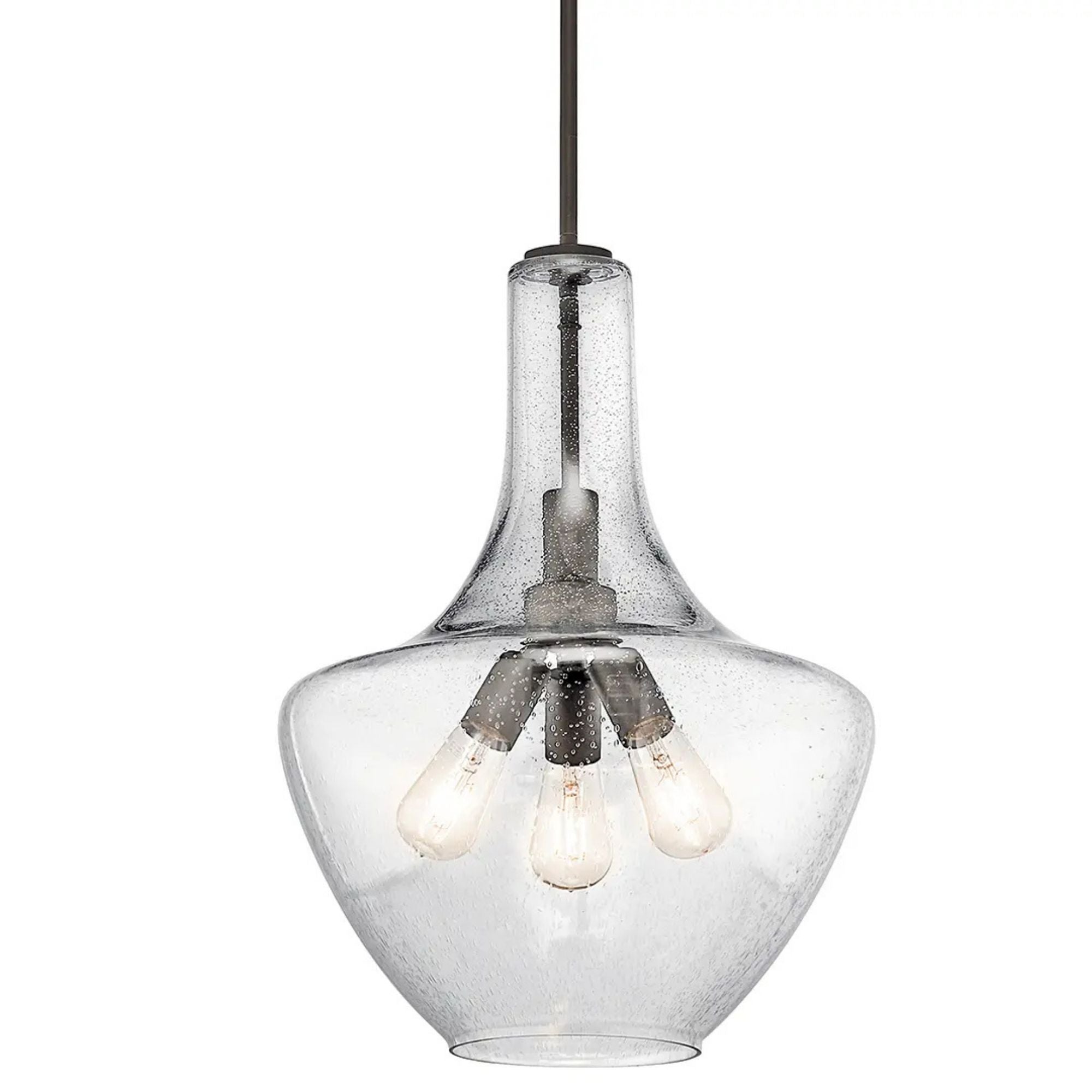 Everly 20" 3-Light Pendant, Olde Bronze Finish, Clear Glass