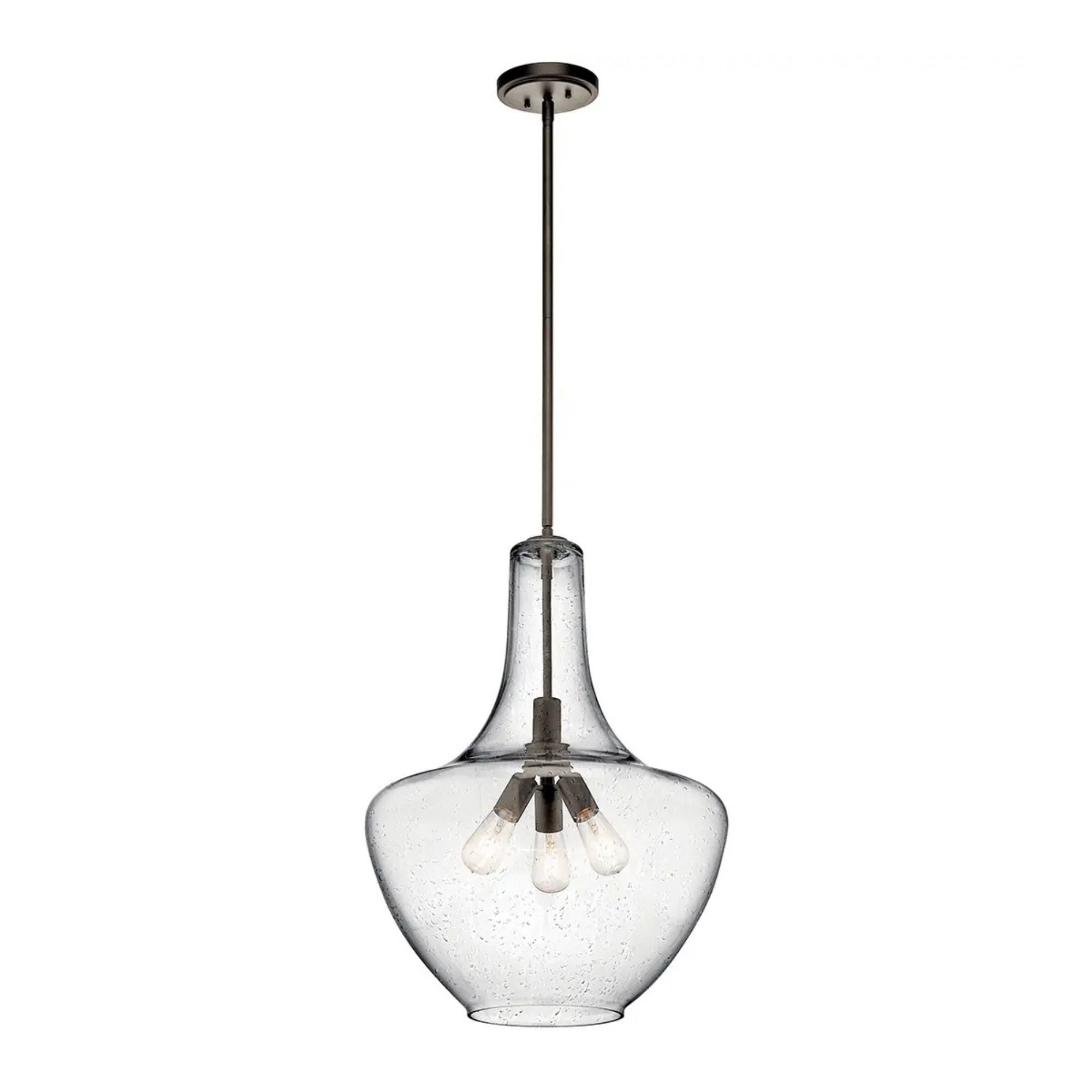Everly 20" 3-Light Pendant, Olde Bronze Finish, Clear Glass