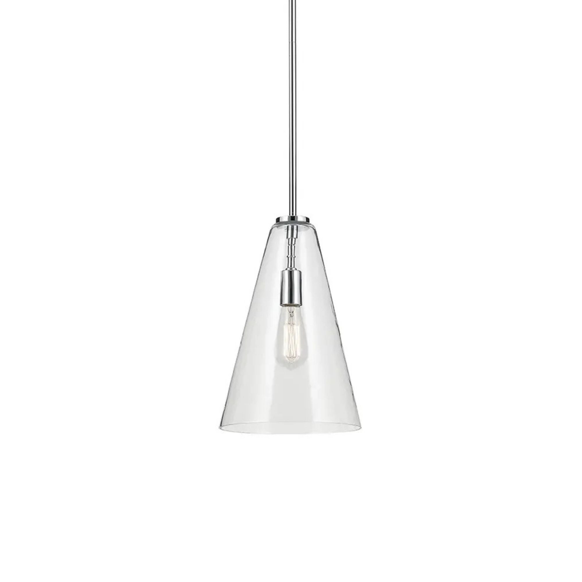 Everly 10" Cone Pendant, Chrome Finish, Clear Glass