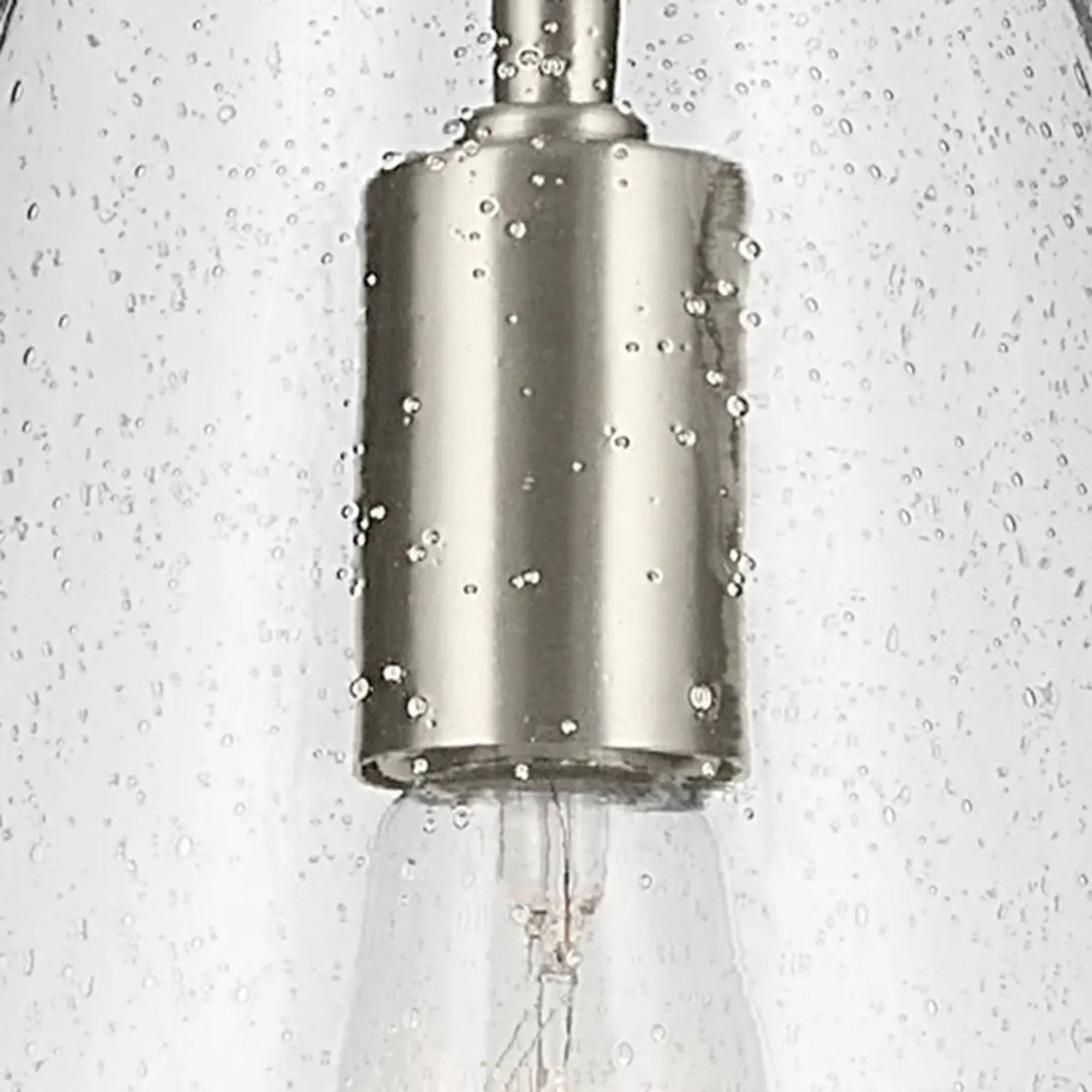 Everly 10" Cone Pendant, Brushed Nickel Finish, Clear Seeded Glass