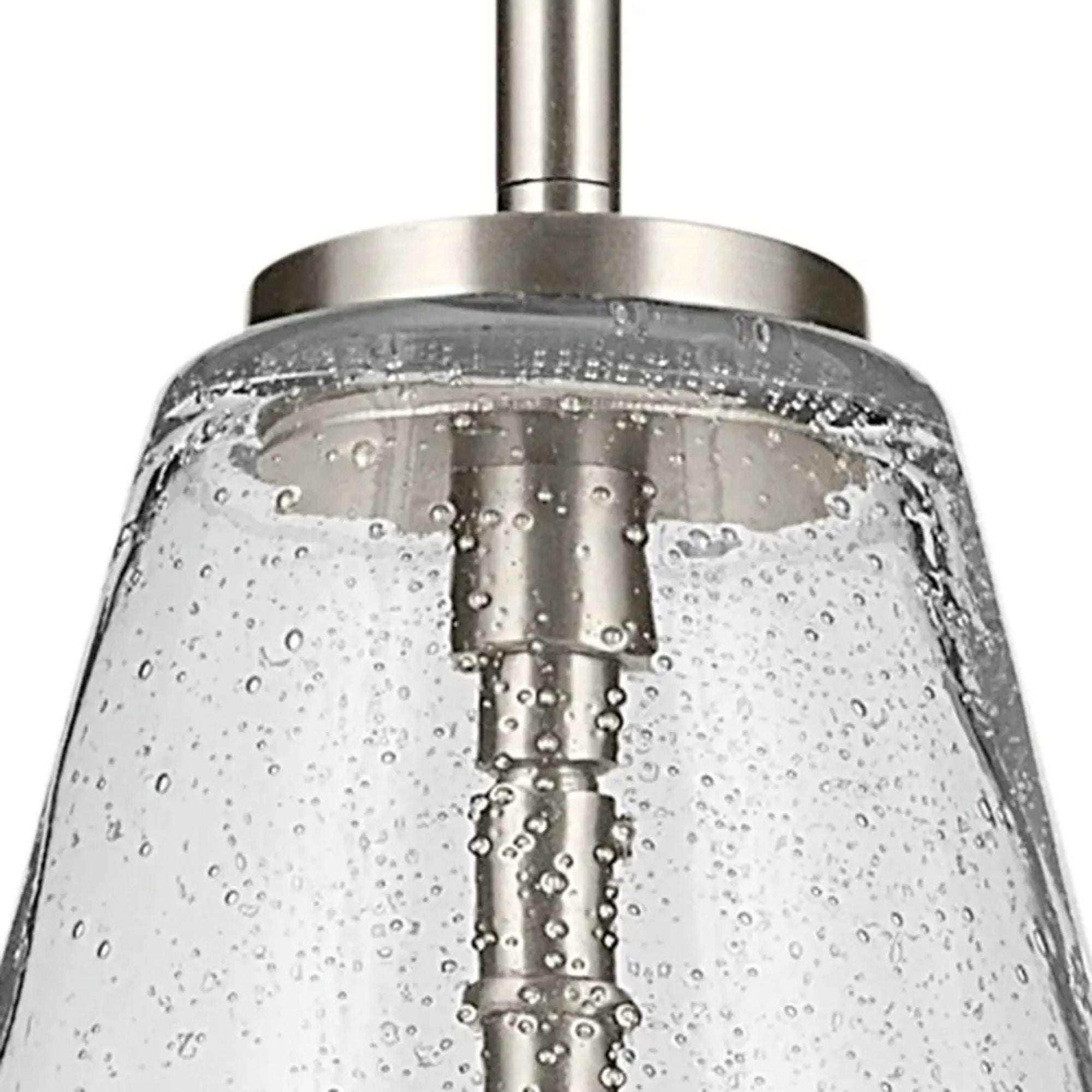 Everly 10" Cone Pendant, Brushed Nickel Finish, Clear Seeded Glass