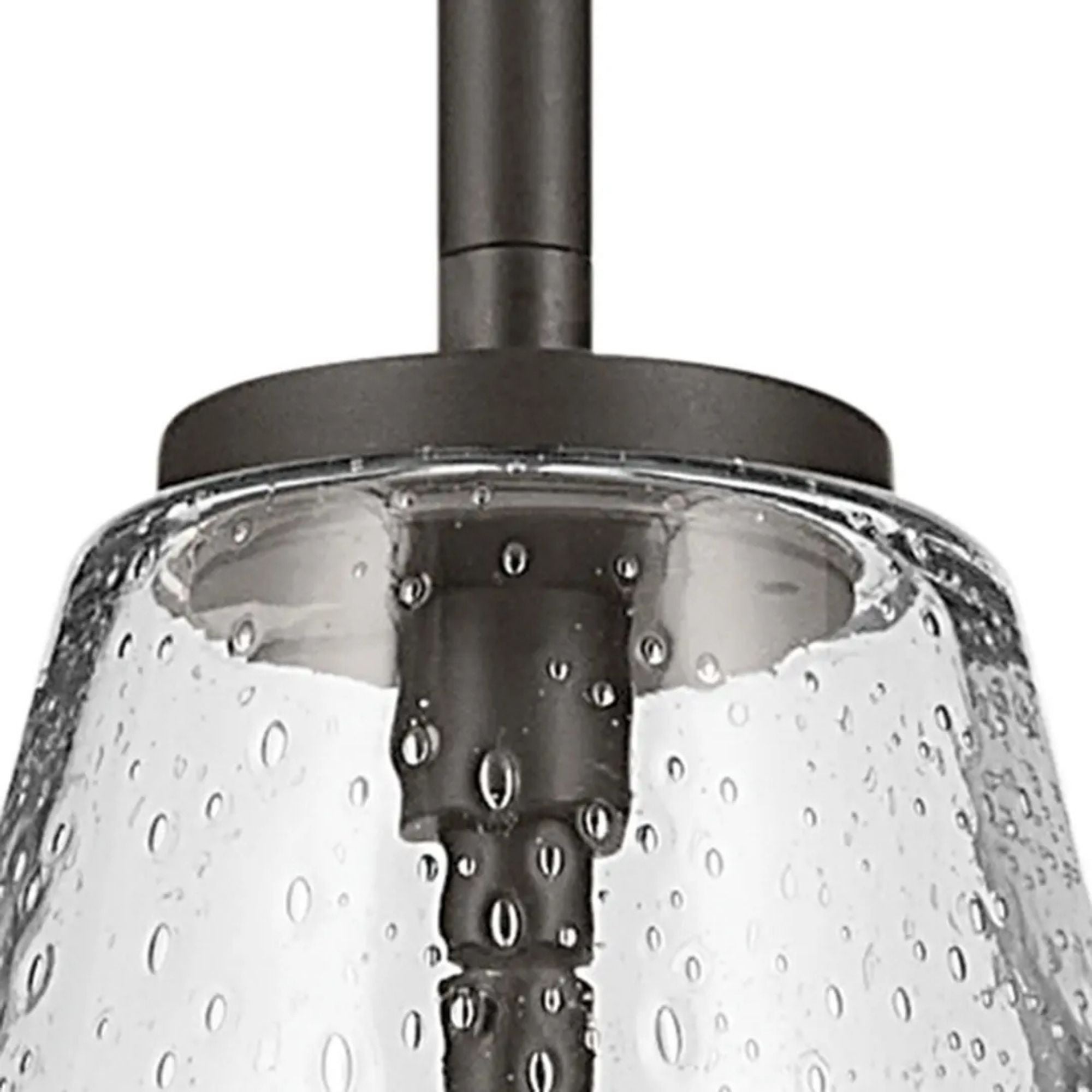 Everly 10" Cone Pendant, Olde Bronze Finish, Clear Seeded Glass
