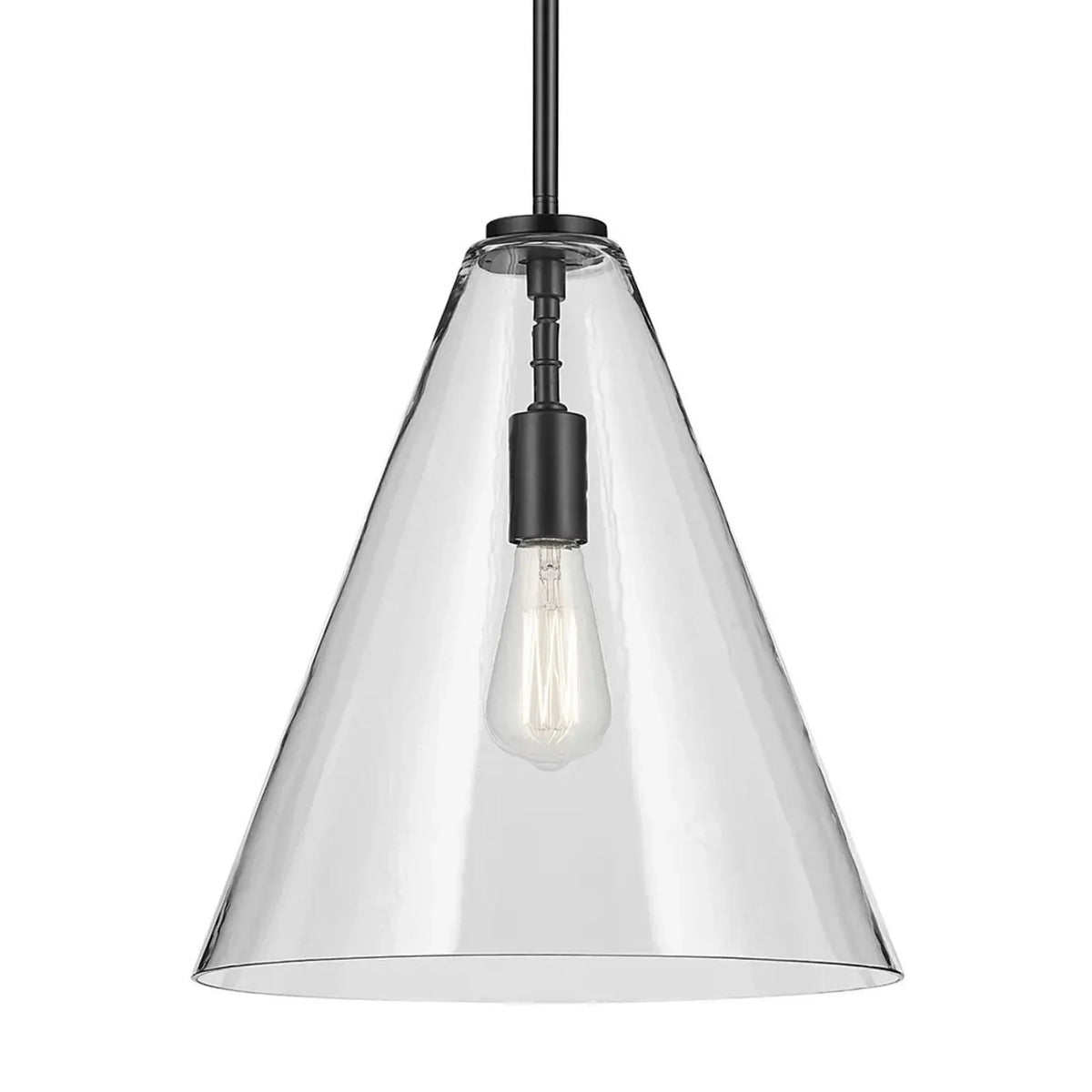 Kichler Lighting - Everly 14" Cone Pendant, Black Finish, Clear Glass | Bees Lighting