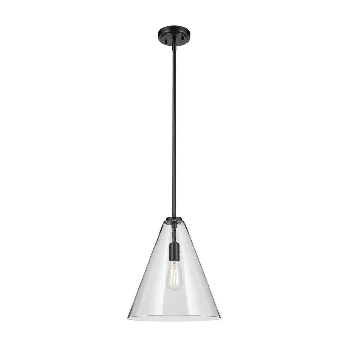 Kichler Lighting - Everly 14" Cone Pendant, Black Finish, Clear Glass | Bees Lighting