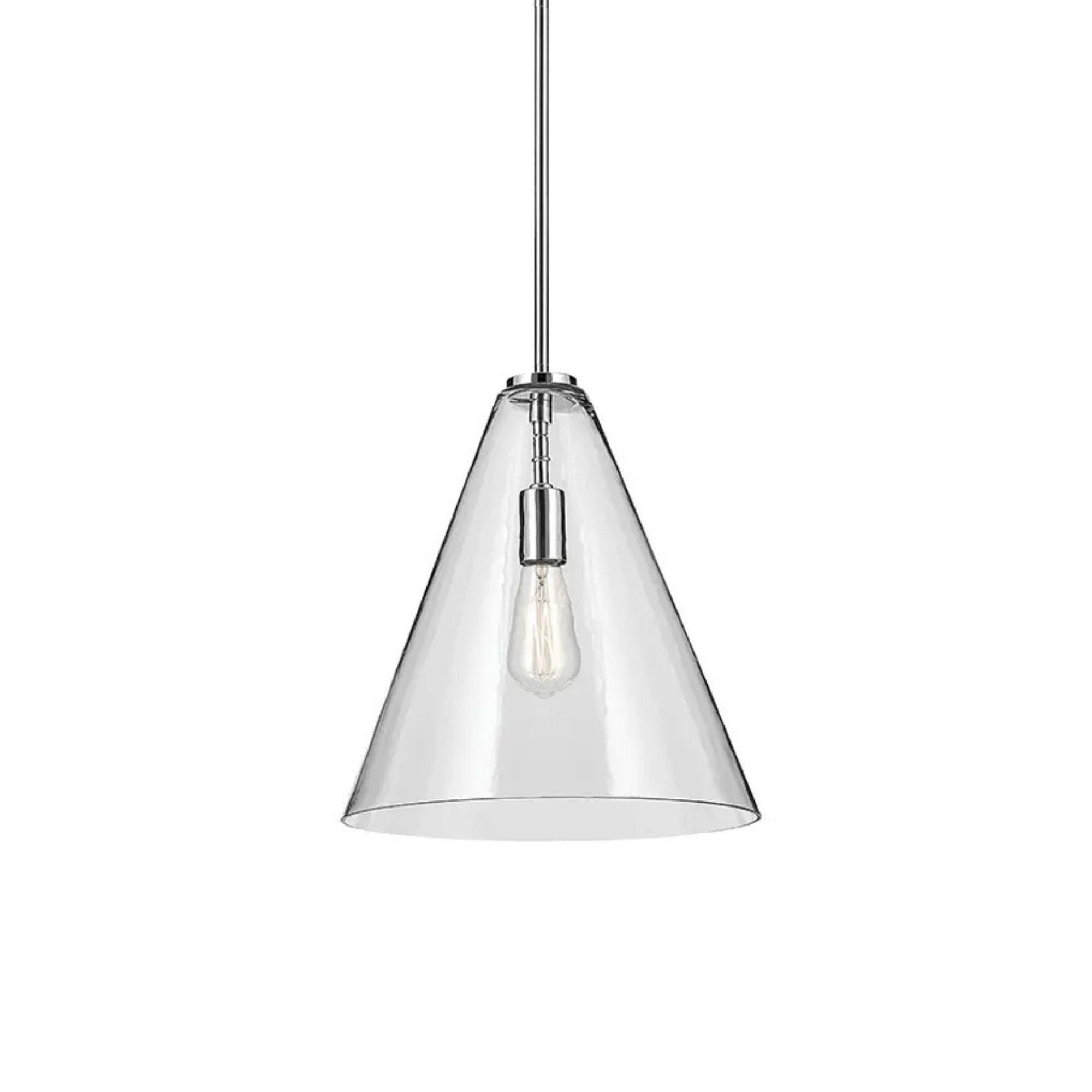 Everly 14" Cone Pendant, Chrome Finish, Clear Glass