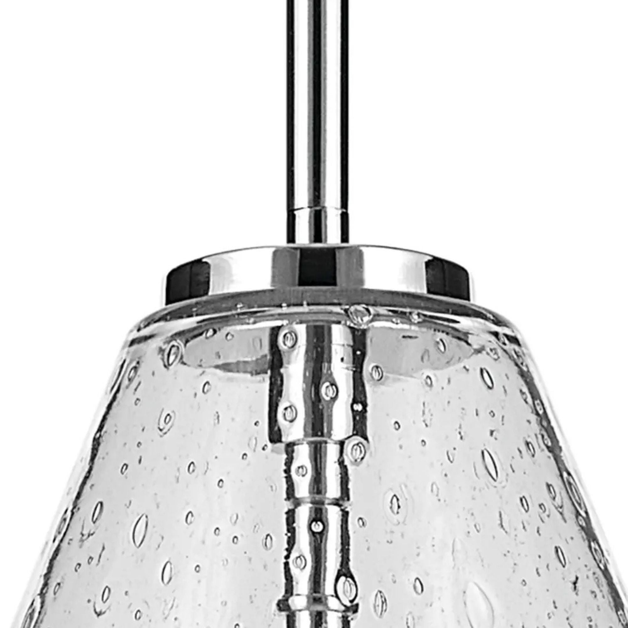 Everly 14" Cone Pendant, Chrome Finish, Clear Seeded Glass