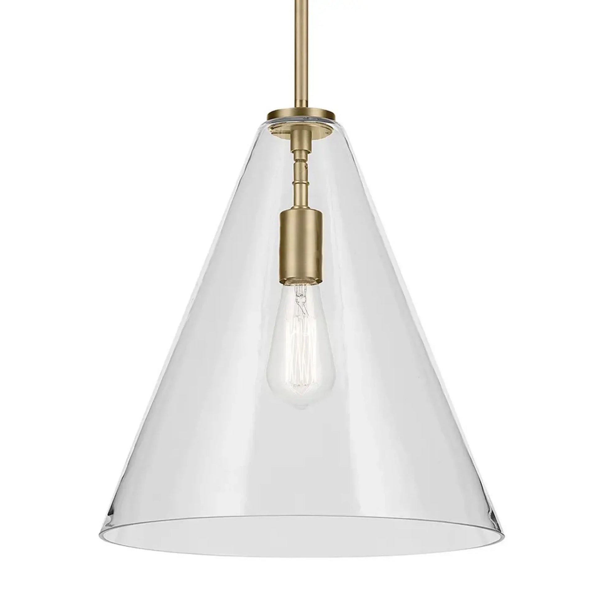 Kichler Lighting - Everly 14" Cone Pendant, Natural Brass Finish, Clear Glass | Bees Lighting