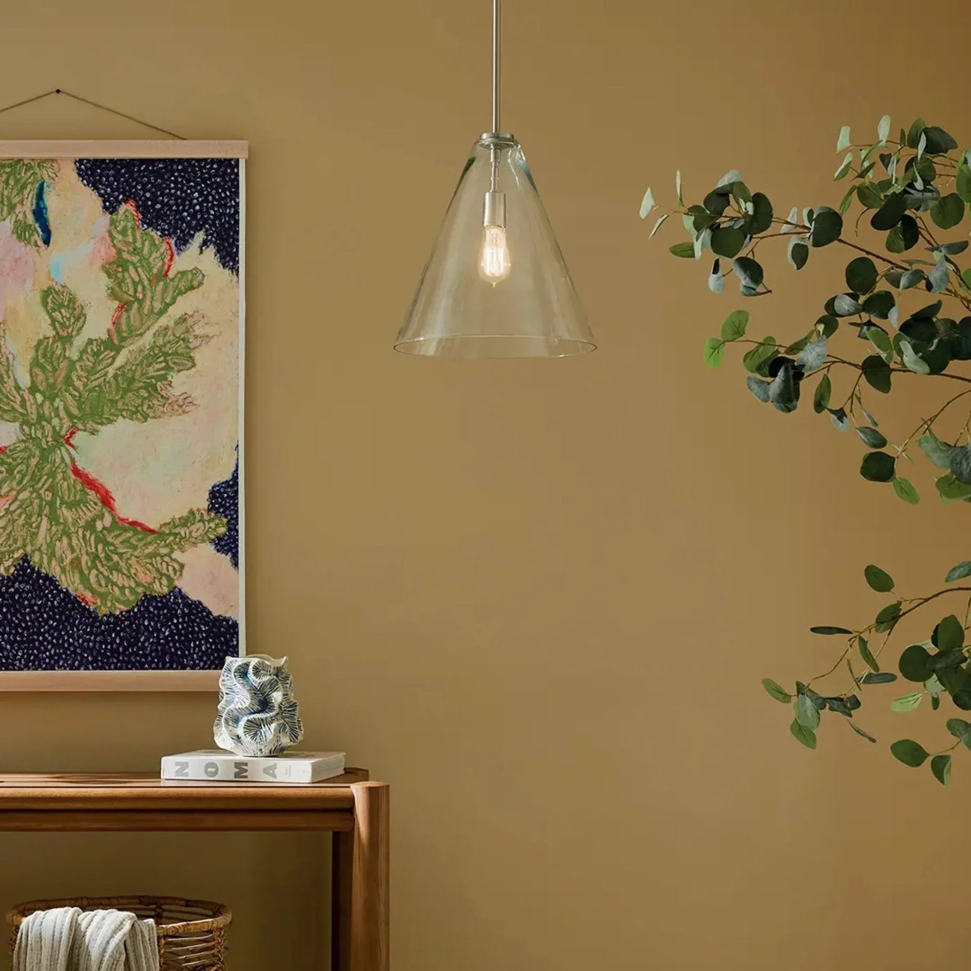 Kichler Lighting - Everly 14" Cone Pendant, Brushed Nickel Finish, Clear Glass | Bees Lighting