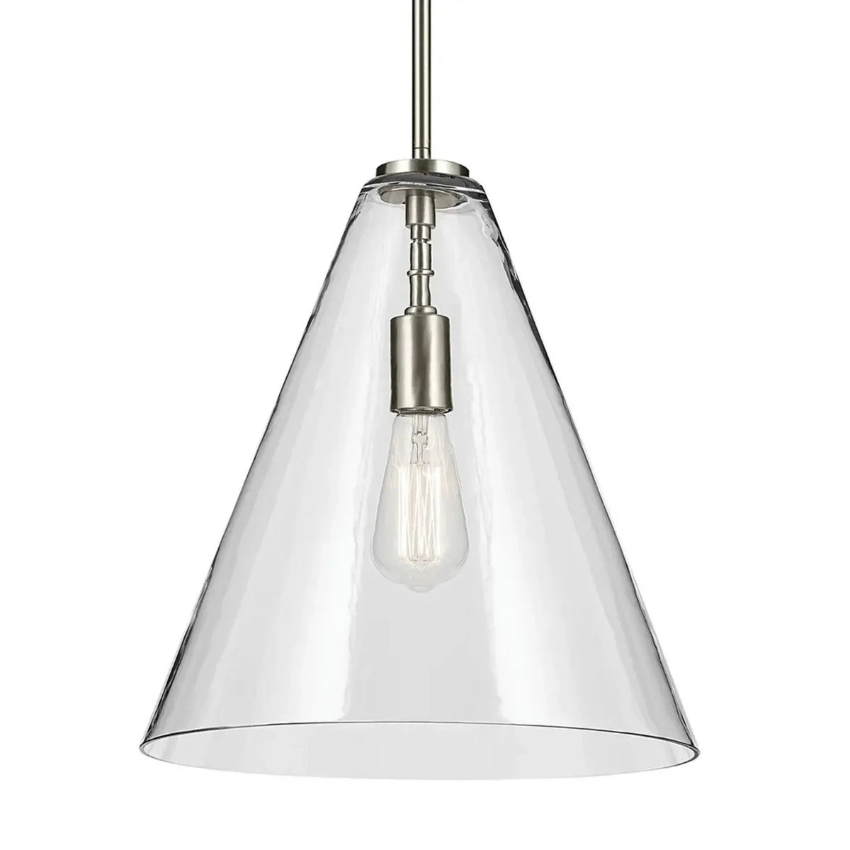 Kichler Lighting - Everly 14" Cone Pendant, Brushed Nickel Finish, Clear Glass | Bees Lighting