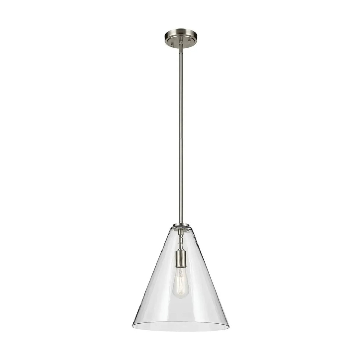 Kichler Lighting - Everly 14" Cone Pendant, Brushed Nickel Finish, Clear Glass | Bees Lighting