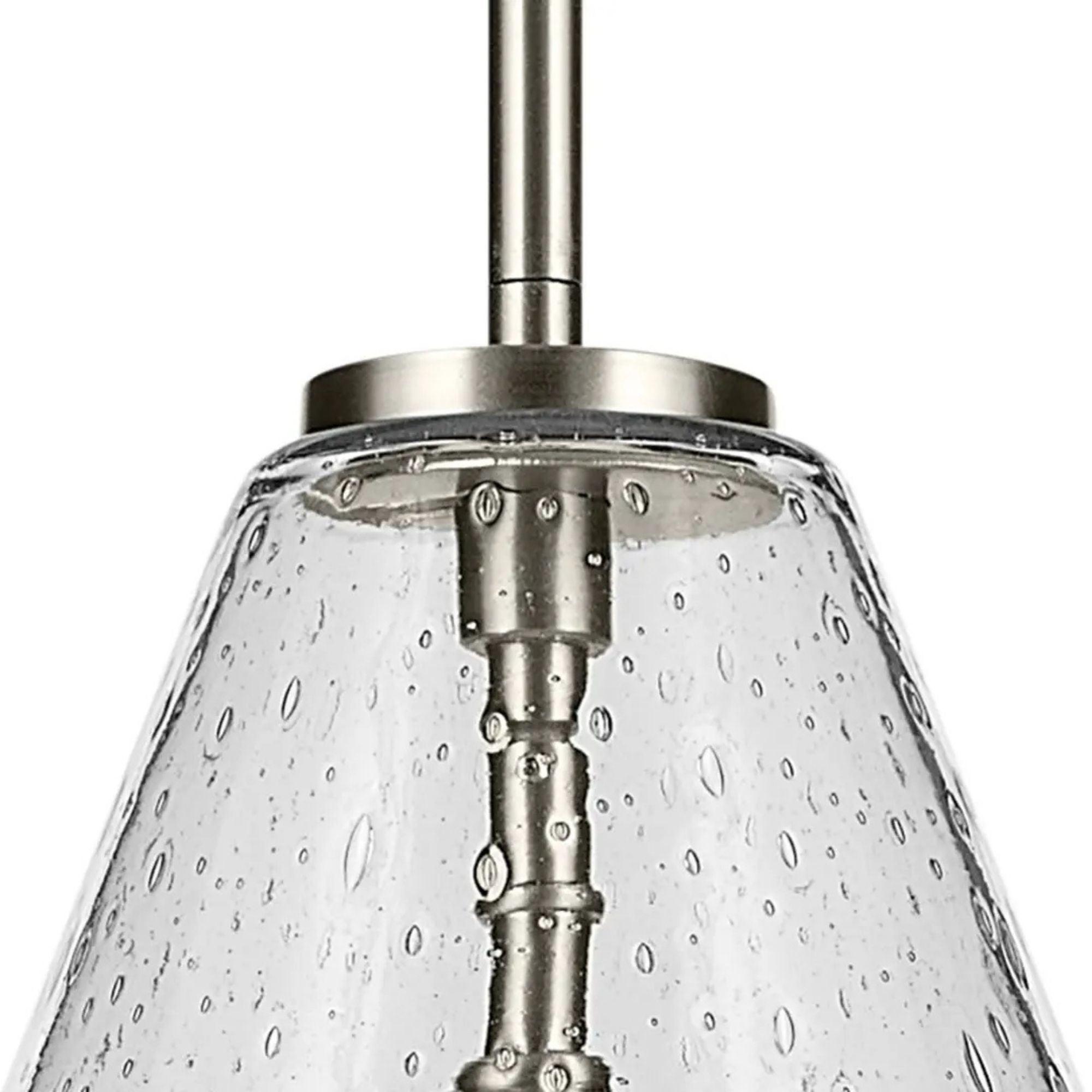 Everly 14" Cone Pendant, Brushed Nickel Finish, Clear Seeded Glass