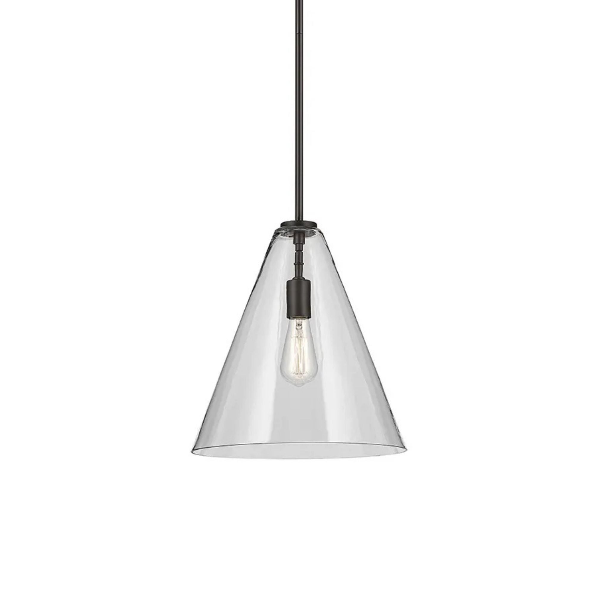Everly 14" Cone Pendant, Olde Bronze Finish, Clear Glass