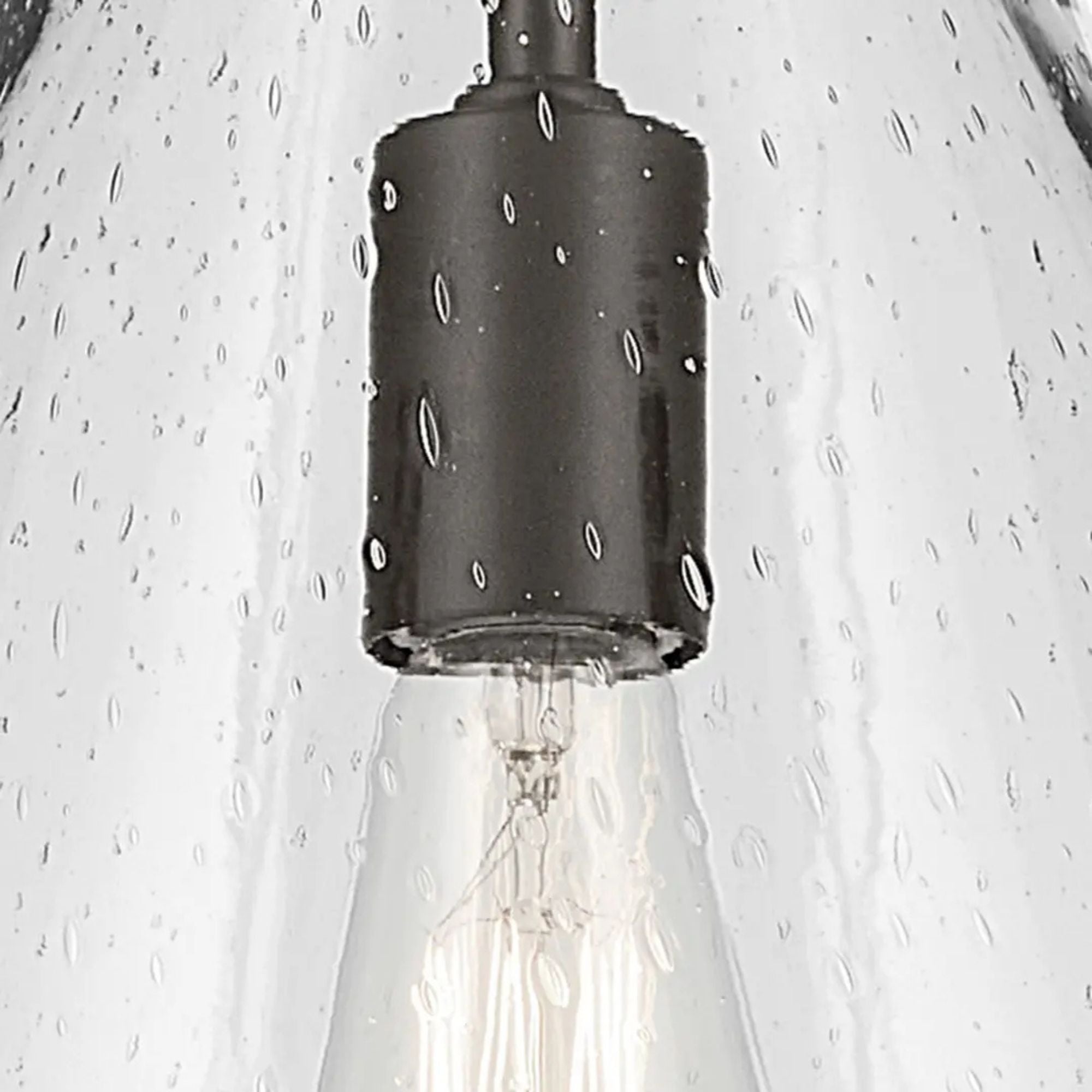 Everly 14" Cone Pendant, Olde Bronze Finish, Clear Seeded Glass