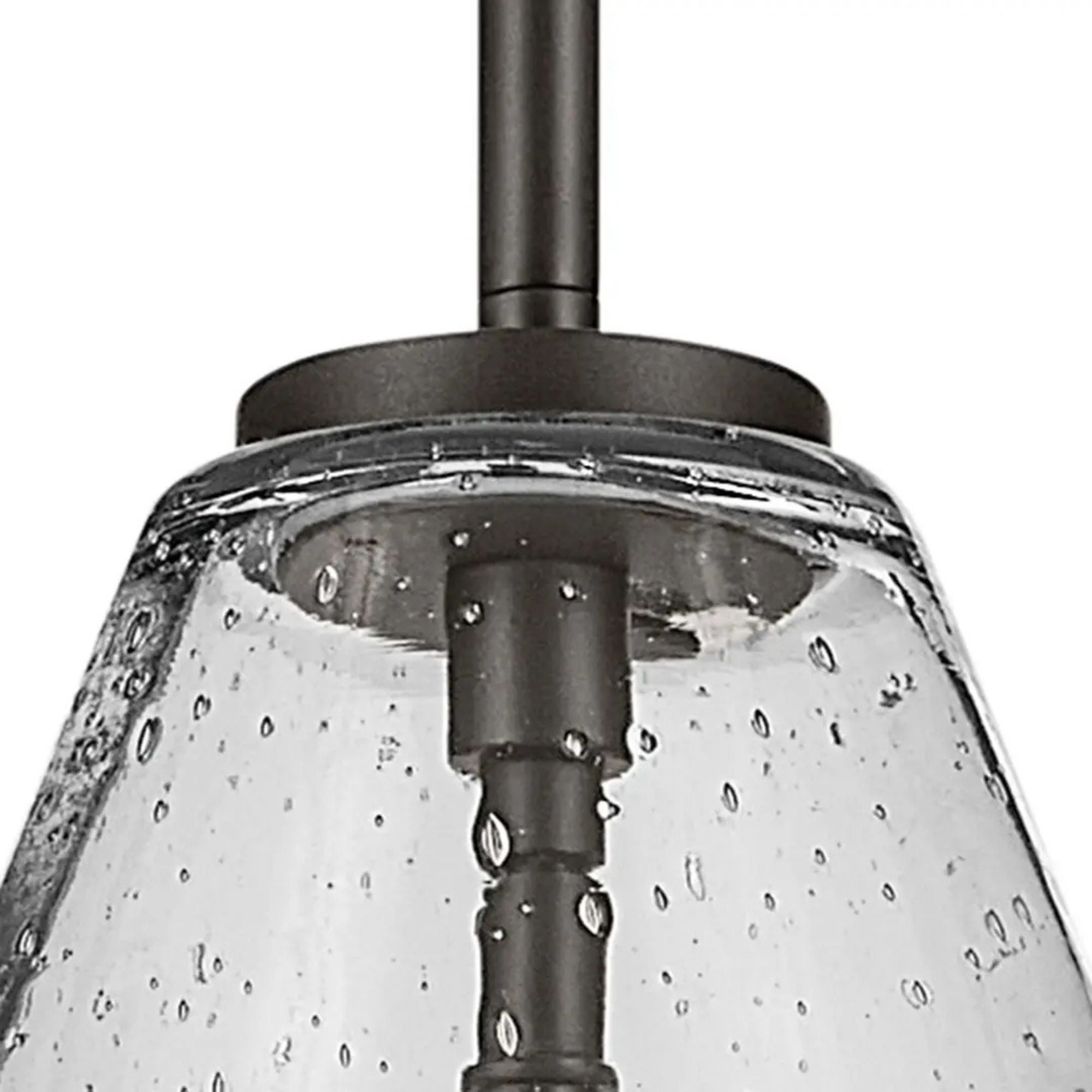 Everly 14" Cone Pendant, Olde Bronze Finish, Clear Seeded Glass