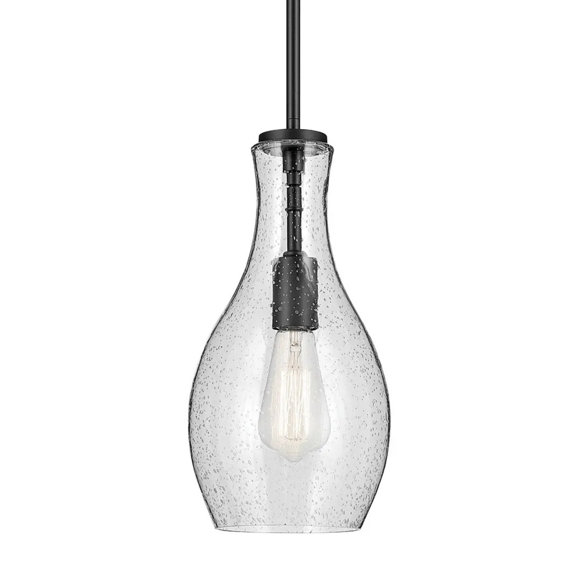 Everly 7" Pendant, Black Finish, Clear Glass
