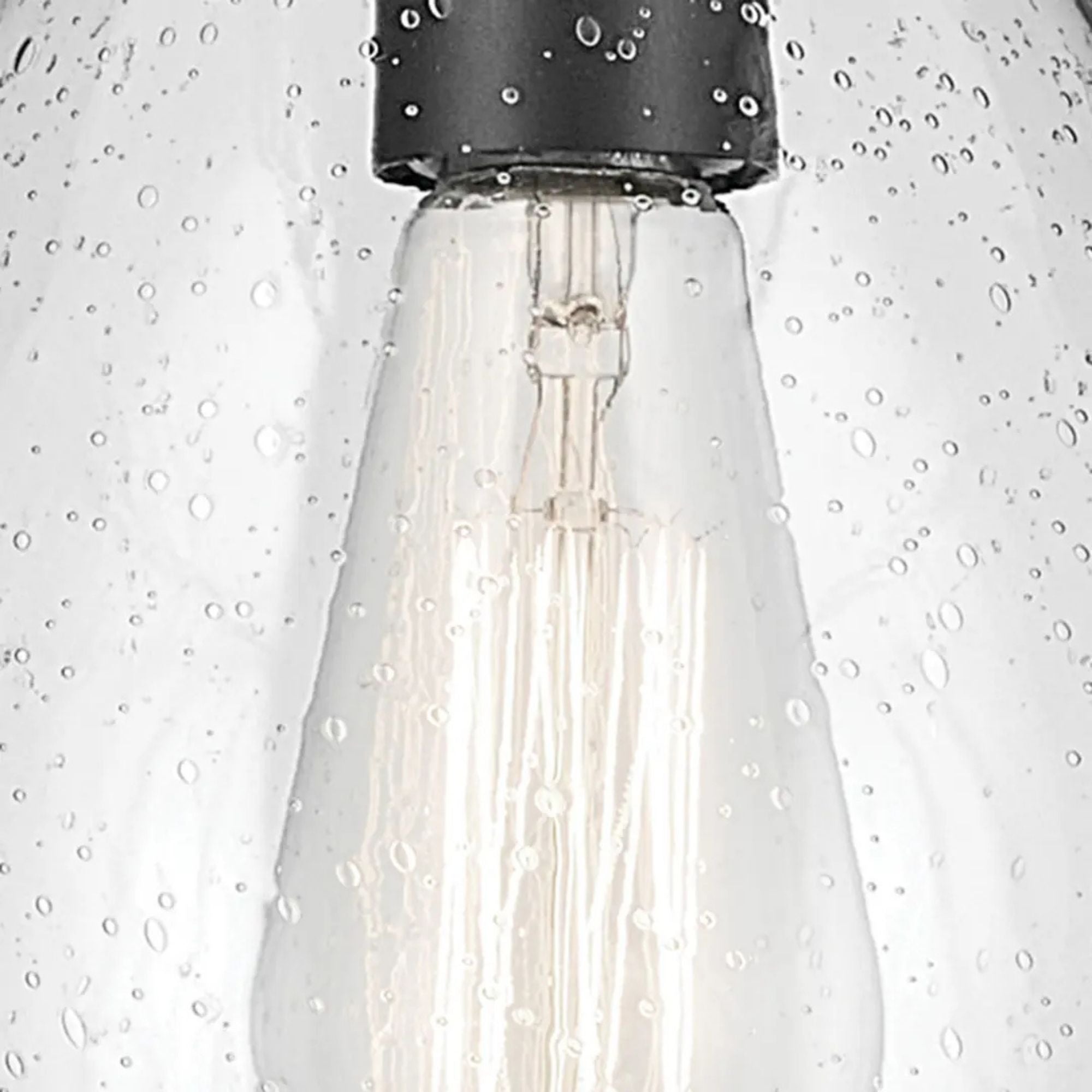 Everly 7" Pendant, Black Finish, Clear Seeded Glass