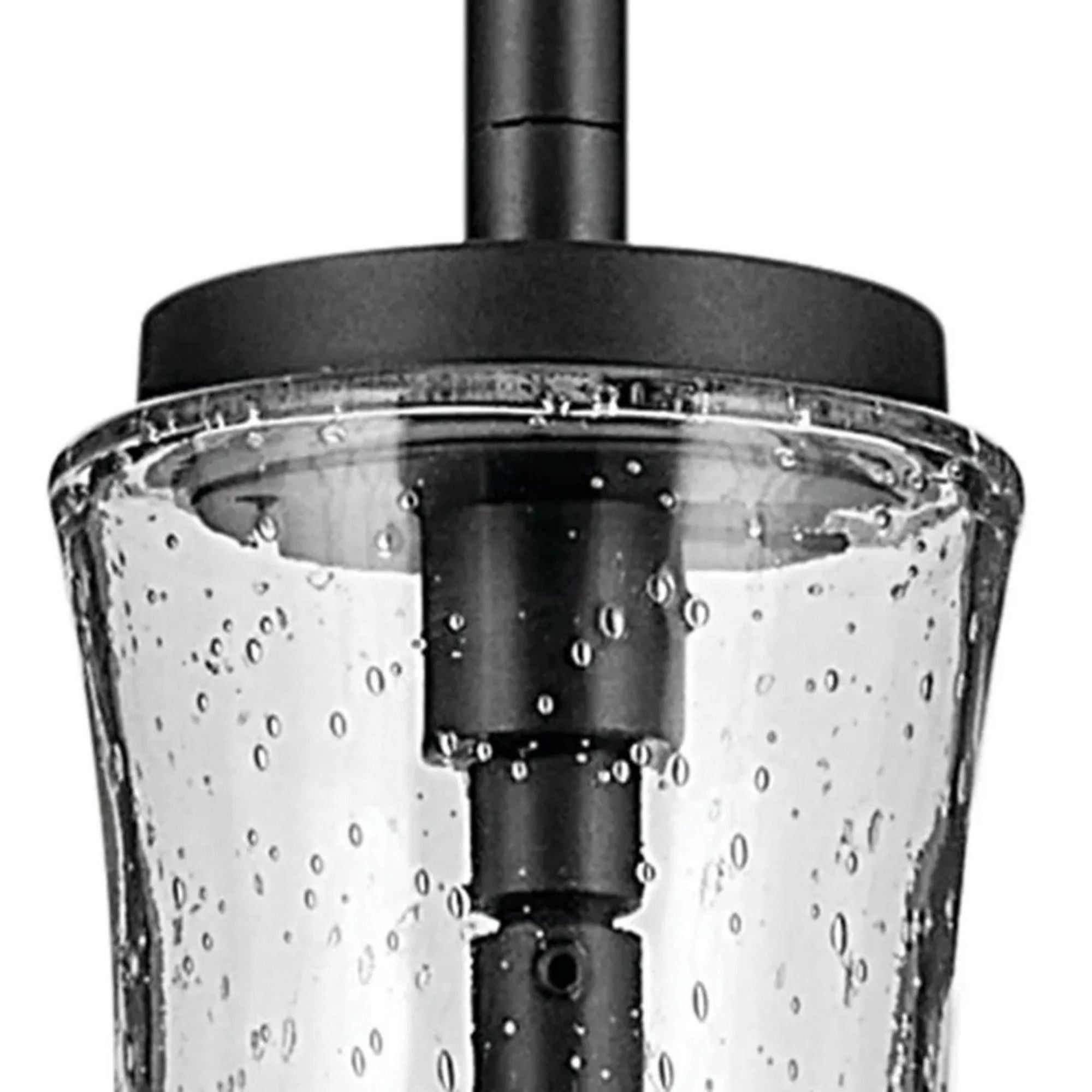 Everly 7" Pendant, Black Finish, Clear Seeded Glass
