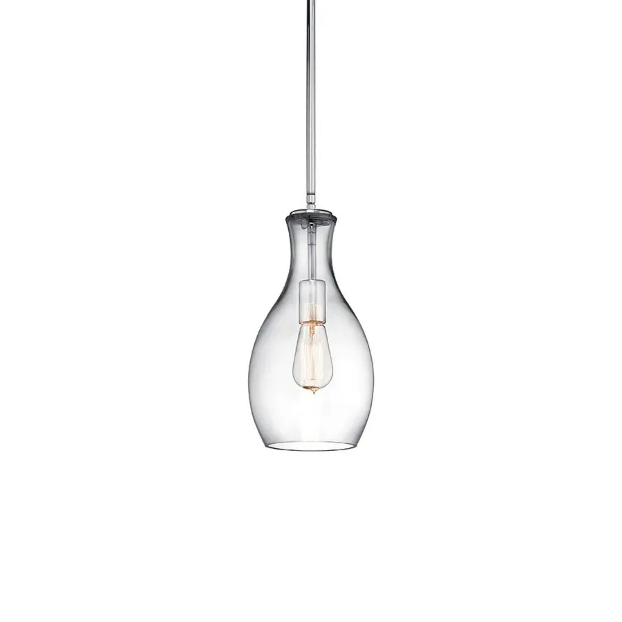 Everly 7" Pendant, Chrome Finish, Clear Glass