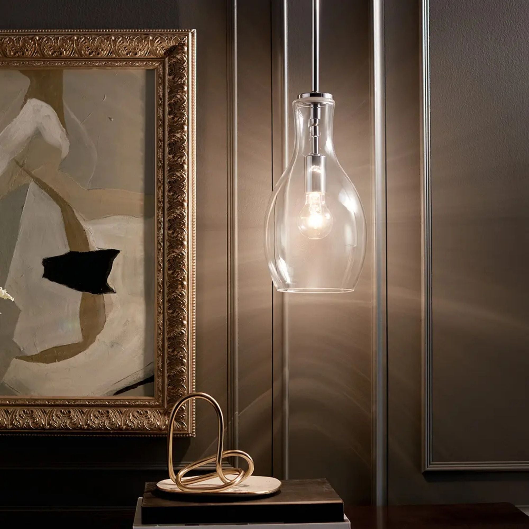 Everly 7" Pendant, Chrome Finish, Clear Glass