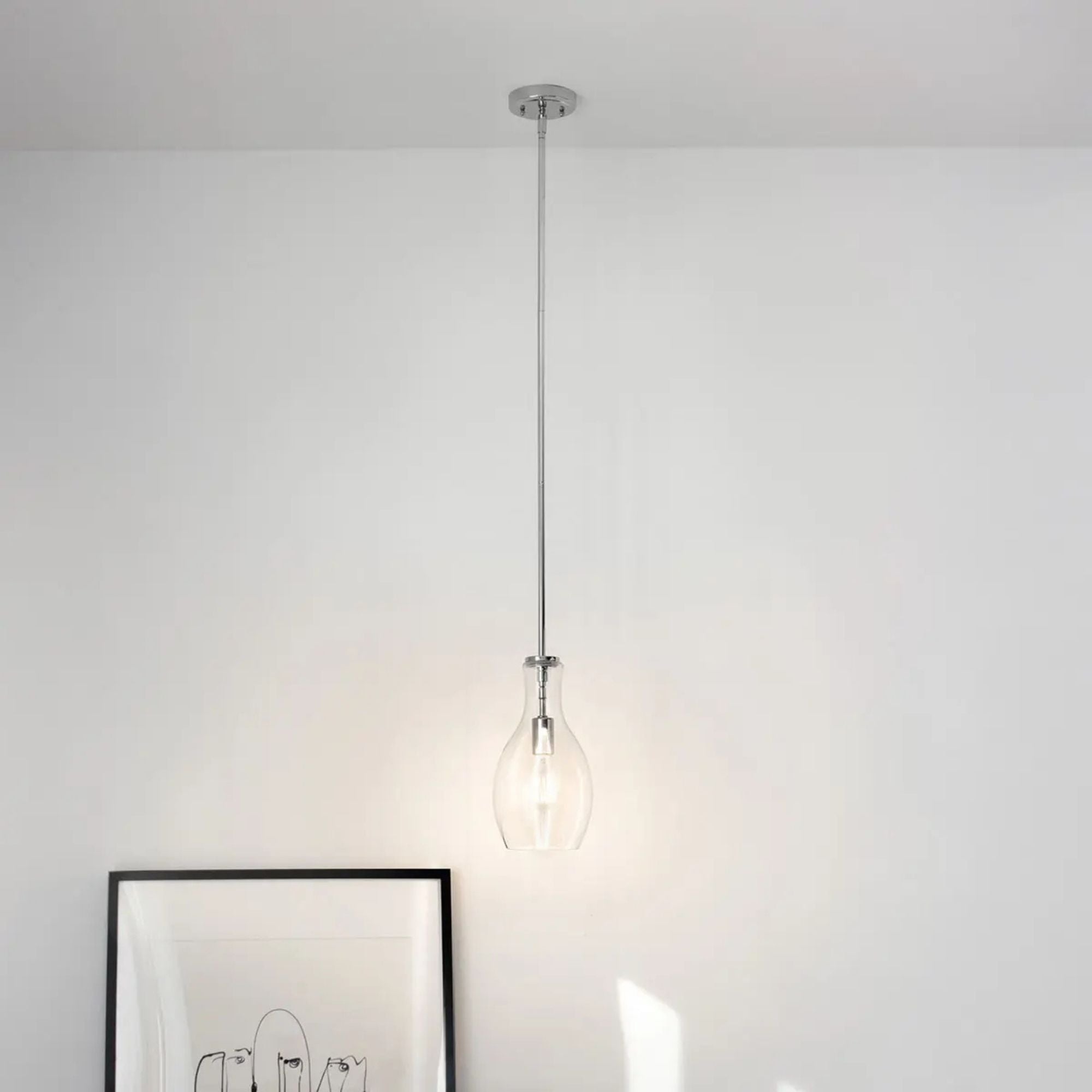 Everly 7" Pendant, Chrome Finish, Clear Glass