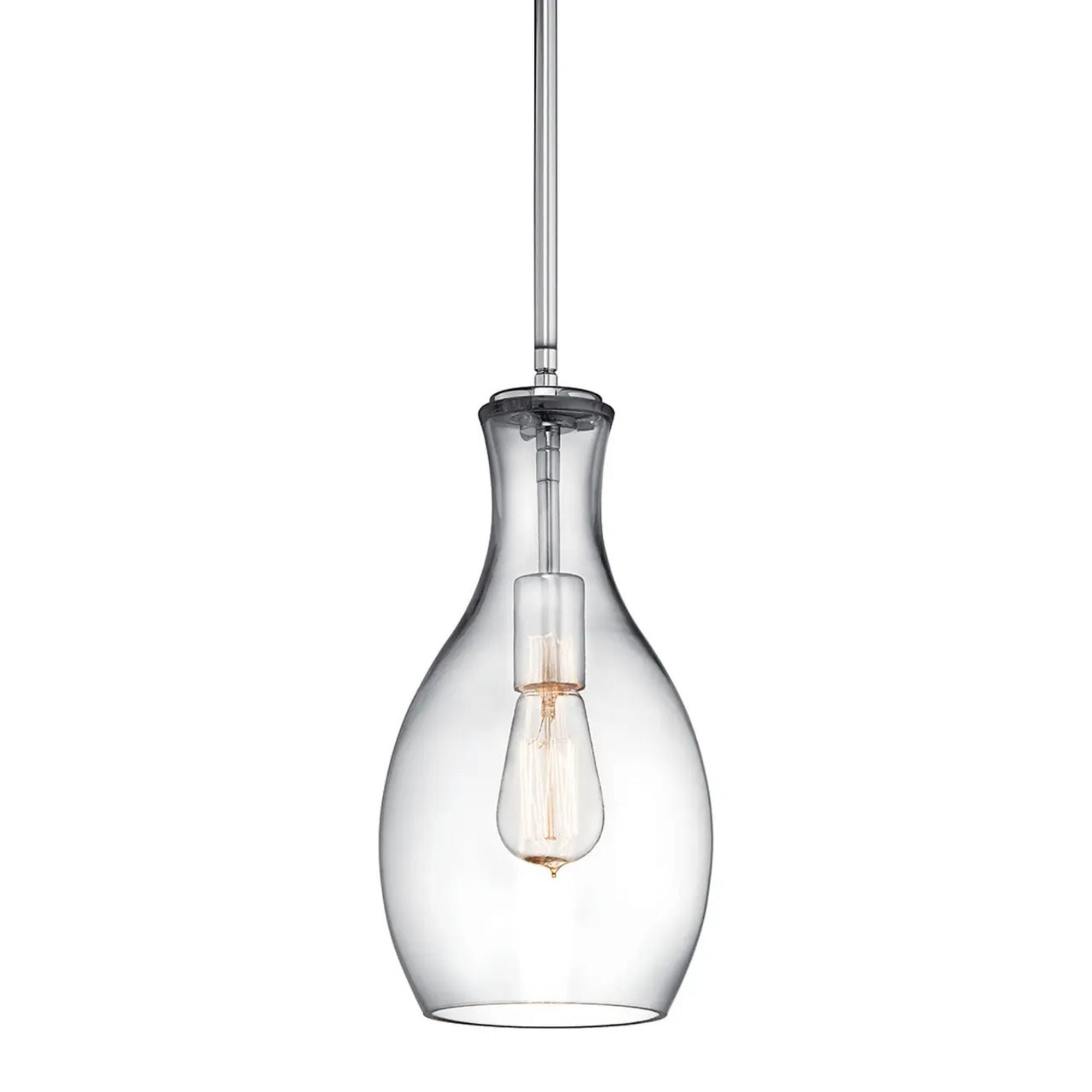 Everly 7" Pendant, Chrome Finish, Clear Glass