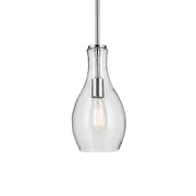 Everly 7" Pendant, Chrome Finish, Clear Seeded Glass