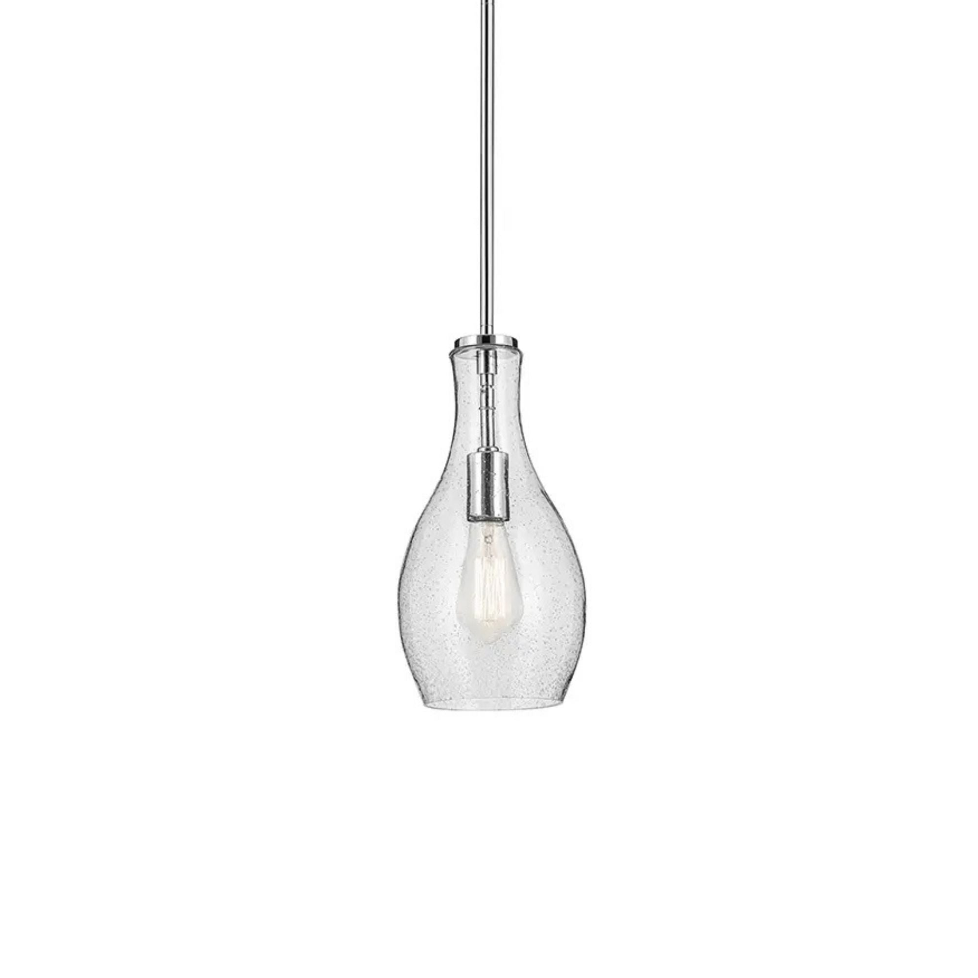 Everly 7" Pendant, Chrome Finish, Clear Seeded Glass