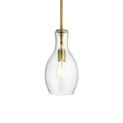 Everly 7" Pendant, Natural Brass Finish, Clear Glass