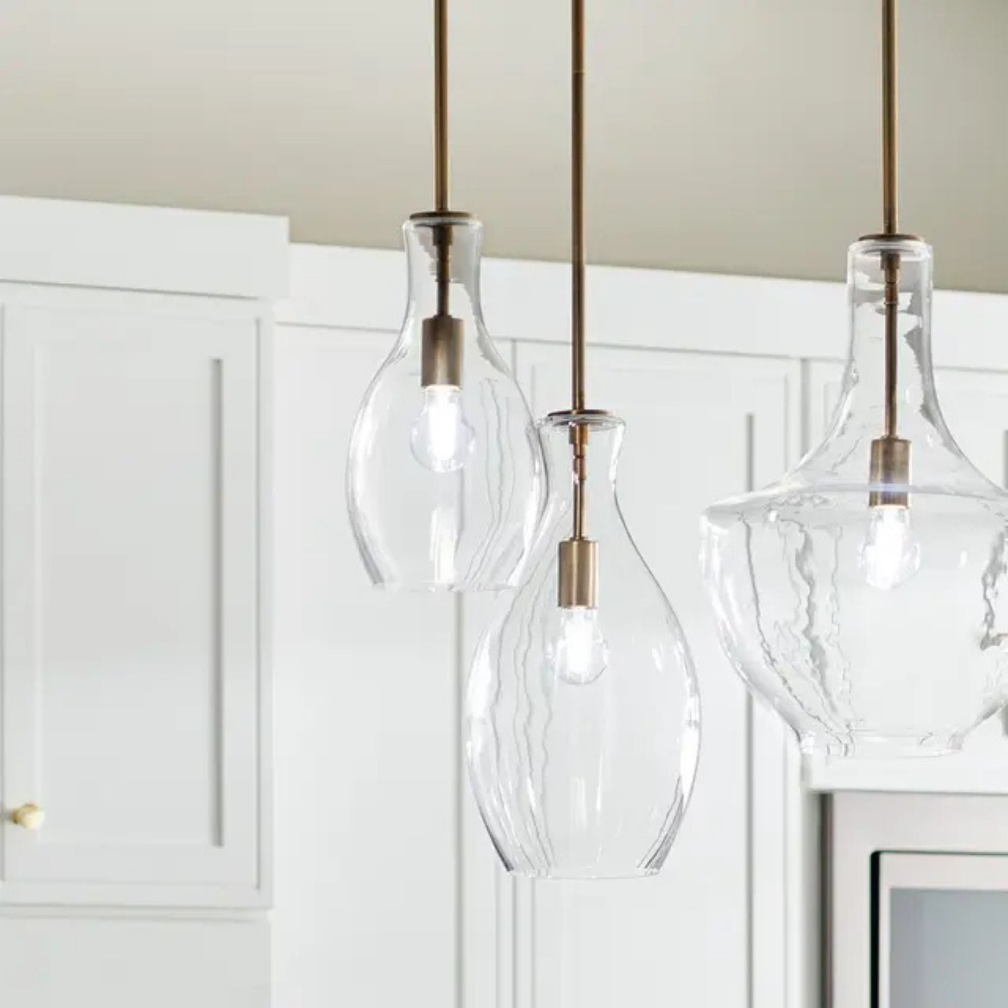 Everly 7" Pendant, Natural Brass Finish, Clear Glass