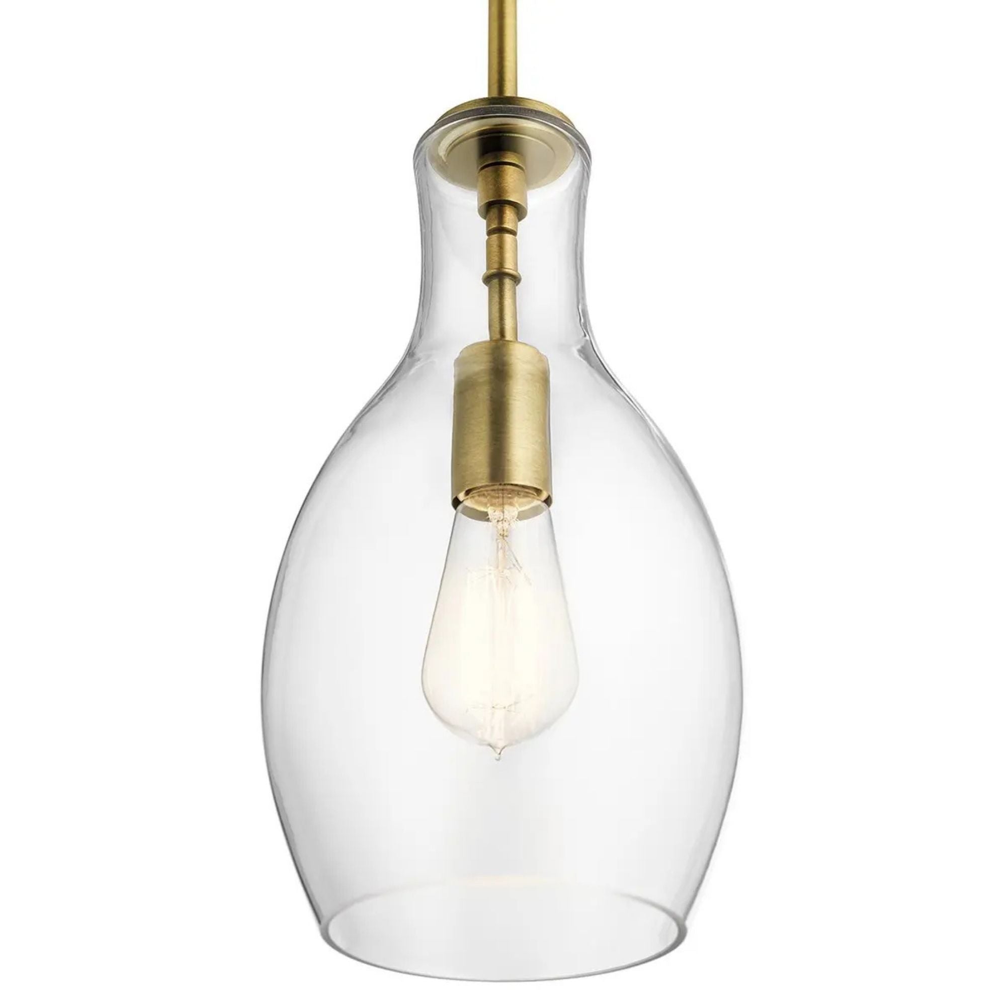 Everly 7" Pendant, Natural Brass Finish, Clear Glass
