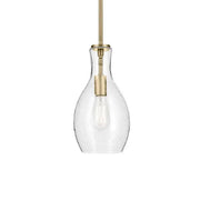 Everly 7" Pendant, Natural Brass Finish, Clear Seeded Glass