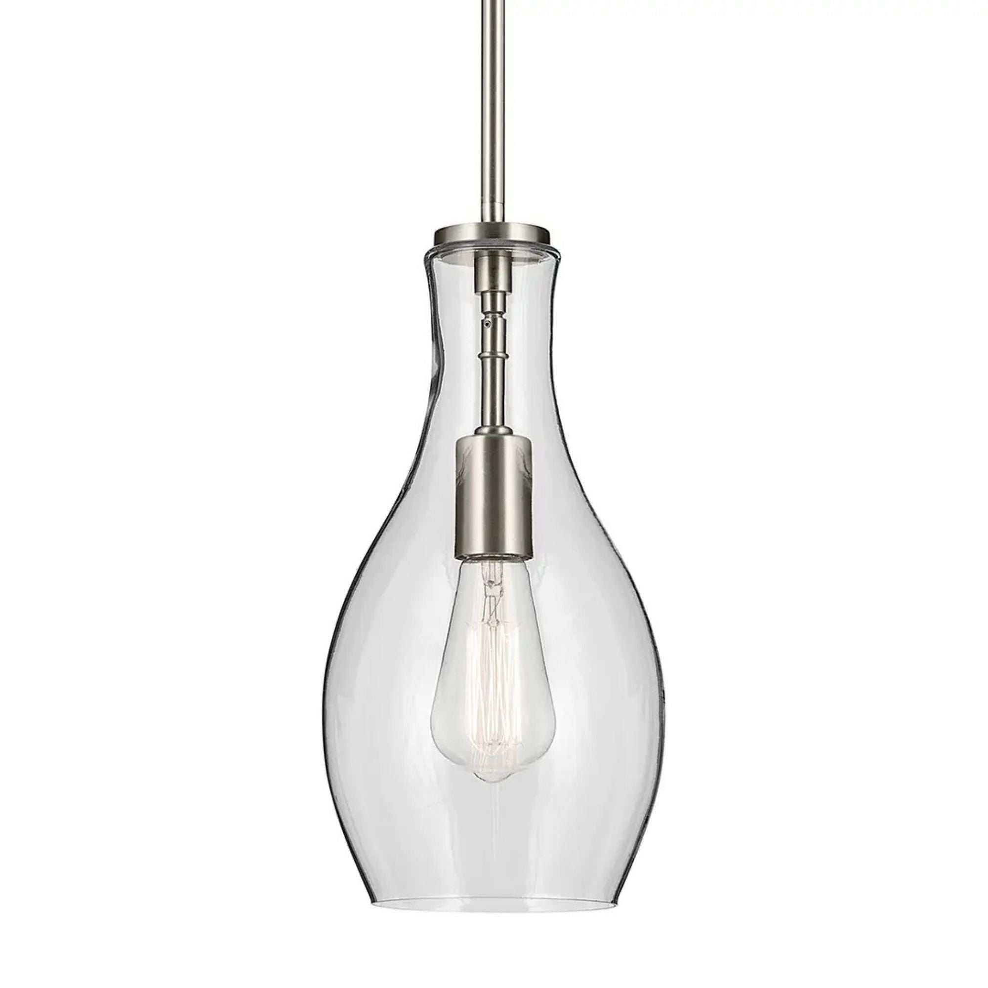 Everly 7" Pendant, Brushed Nickel Finish, Clear Glass