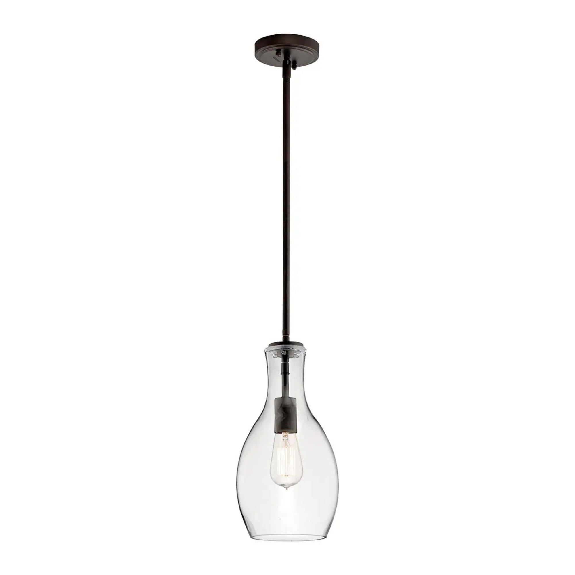 Everly 7" Pendant, Olde Bronze Finish, Clear Glass