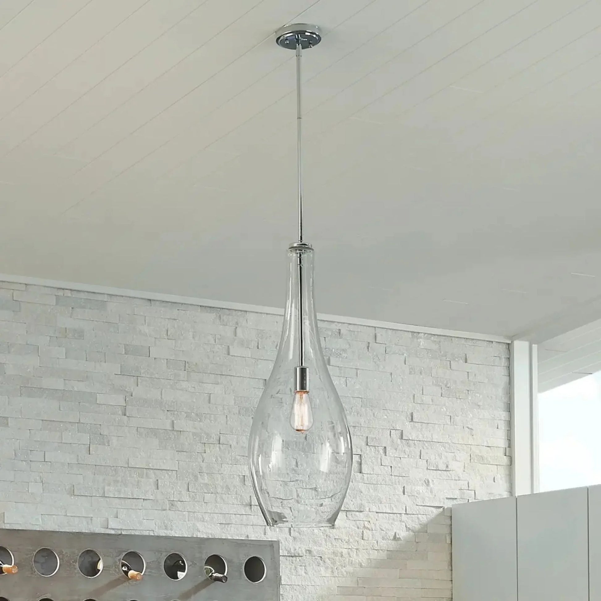 Kichler Lighting - Everly 30" Pendant, Chrome Finish, Clear Glass | Bees Lighting