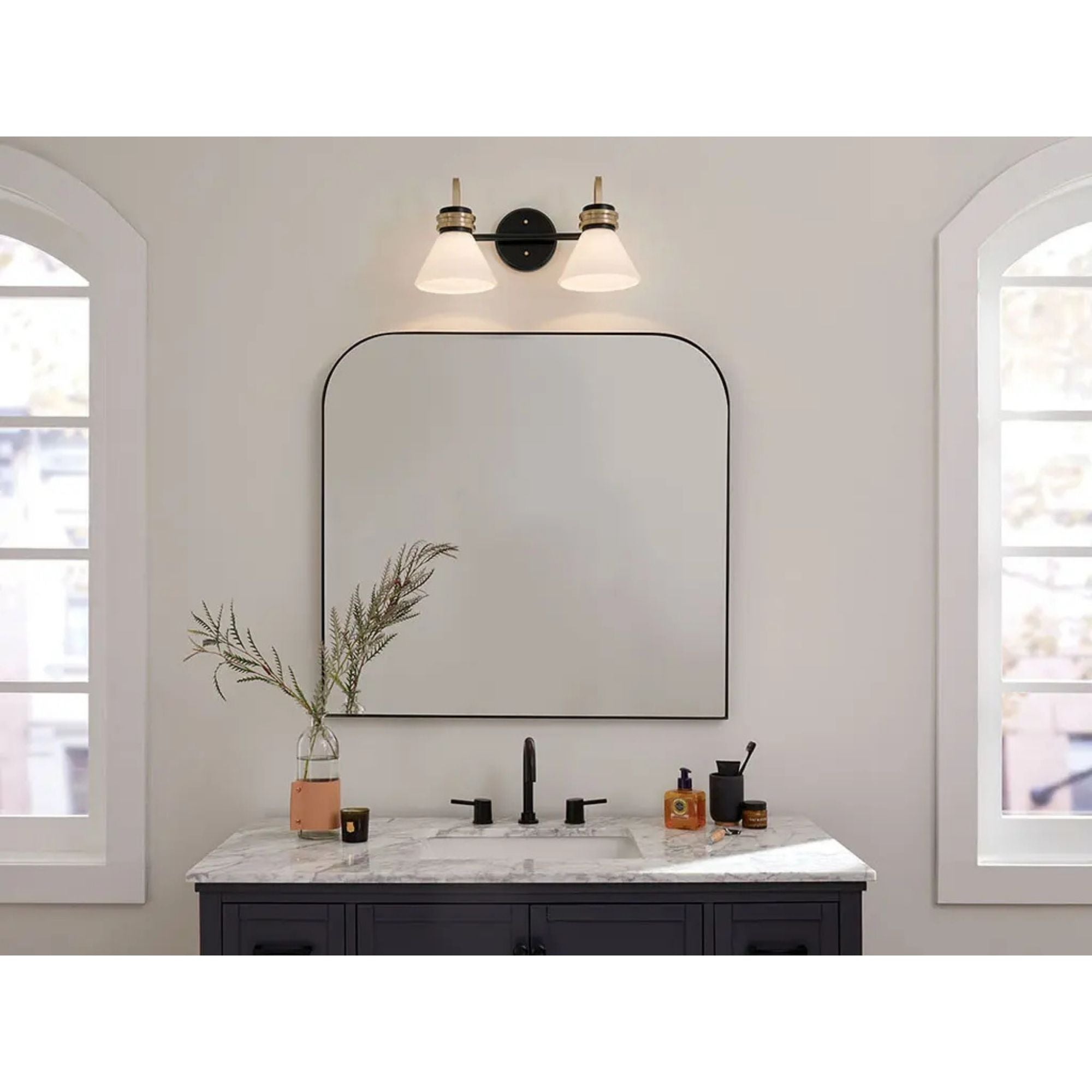 Farum 19" 2-Light Bath Vanity Light, Black Finish
