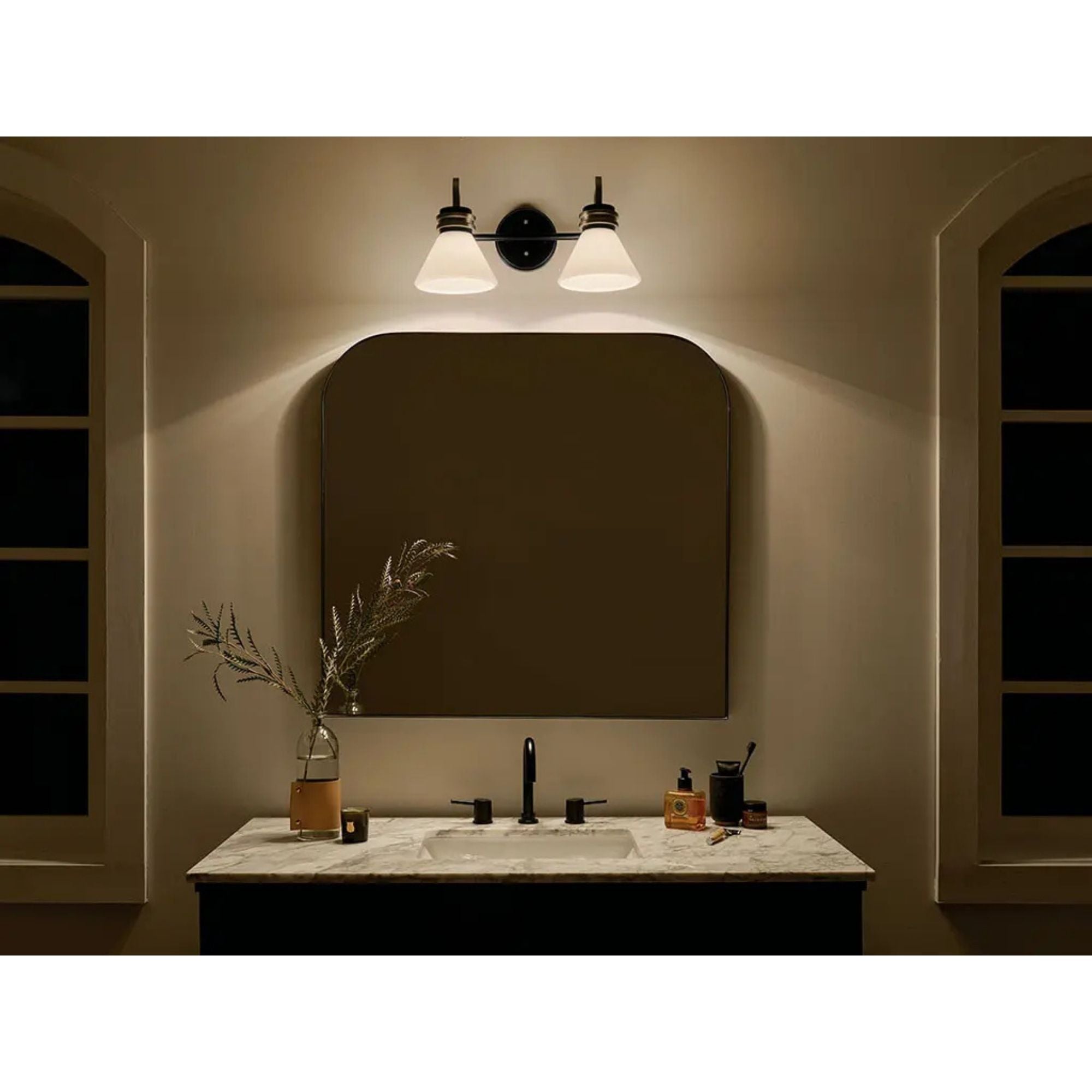 Farum 19" 2-Light Bath Vanity Light, Black Finish