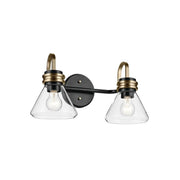 Farum 19" 2-Light Bath Vanity Light, Black Finish, Clear Glass