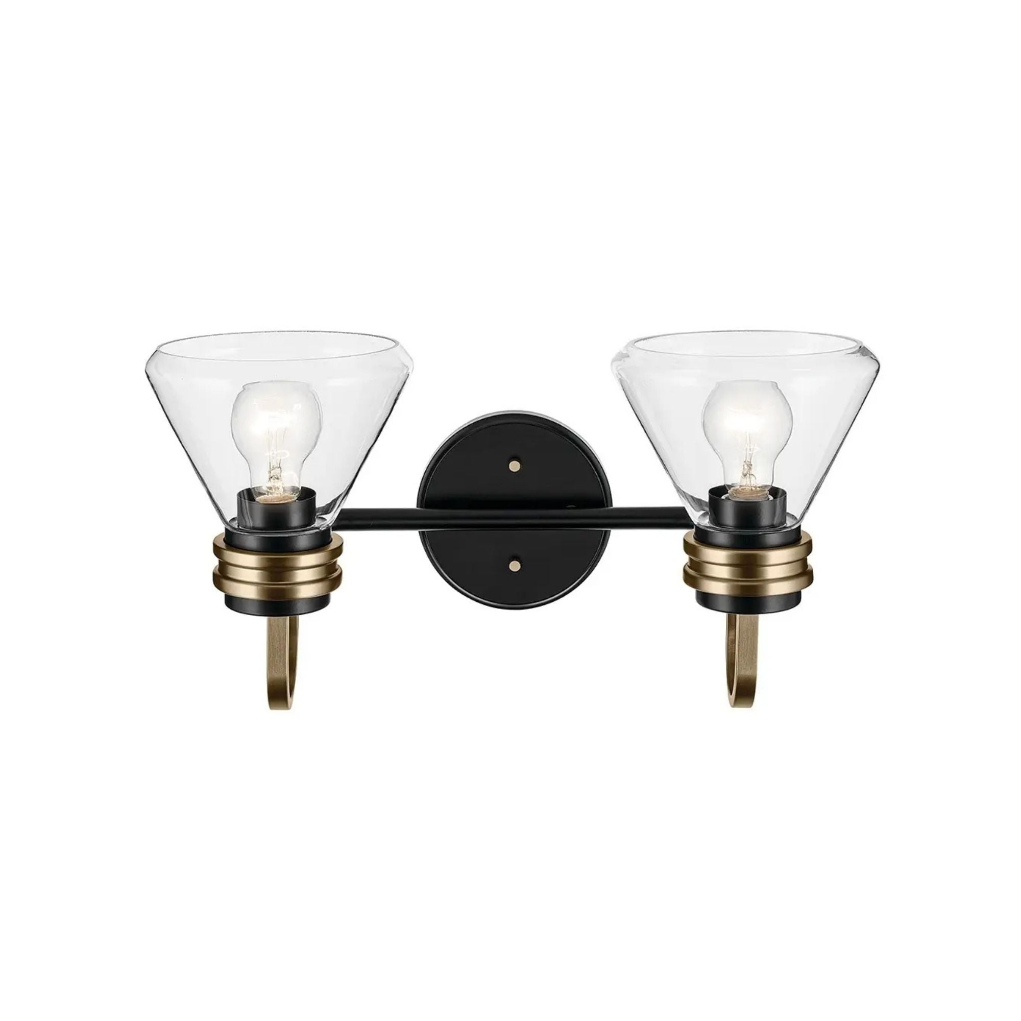 Farum 19" 2-Light Bath Vanity Light, Black Finish, Clear Glass