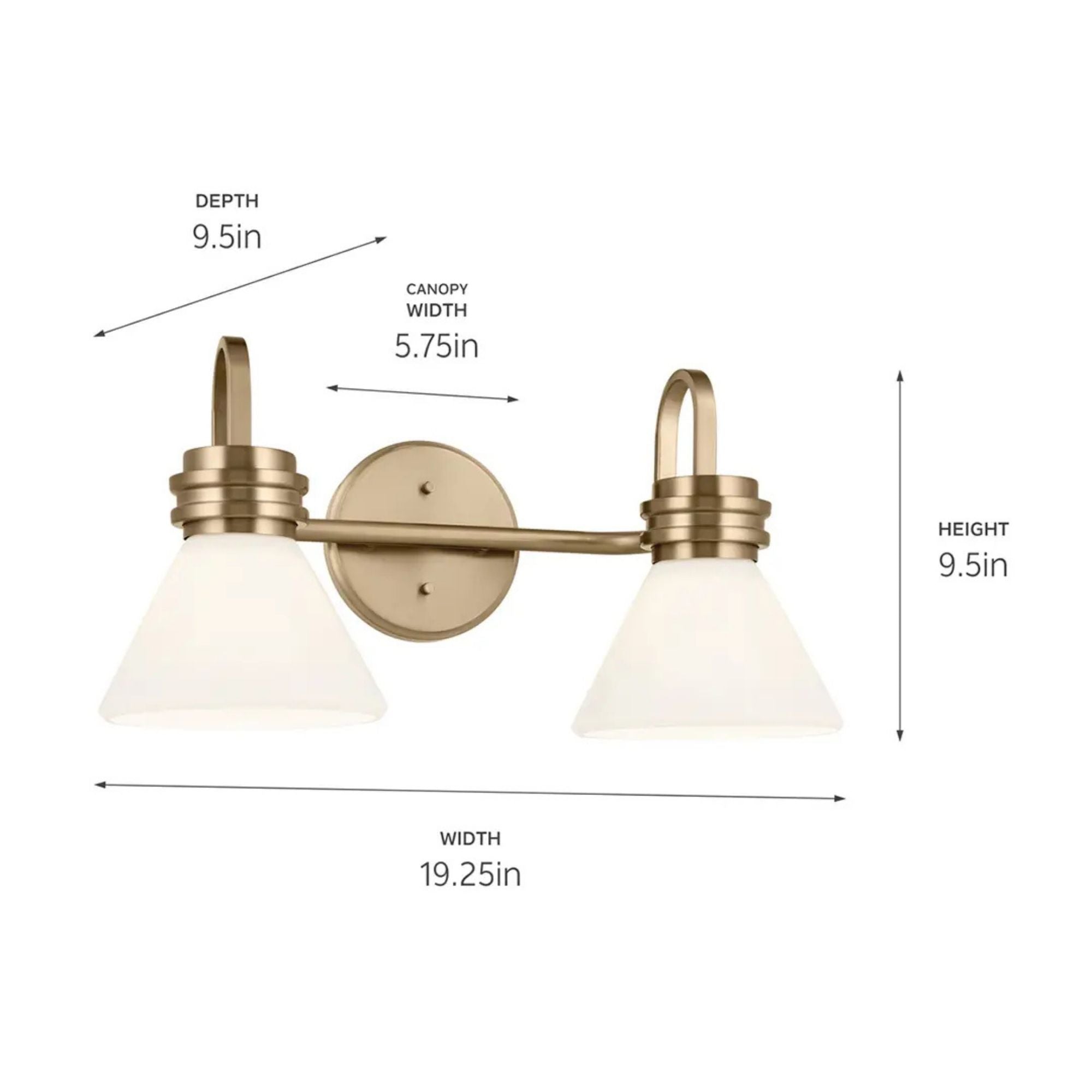 Farum 19" 2-Light Bath Vanity Light, Chrome Finish, Etched Glass