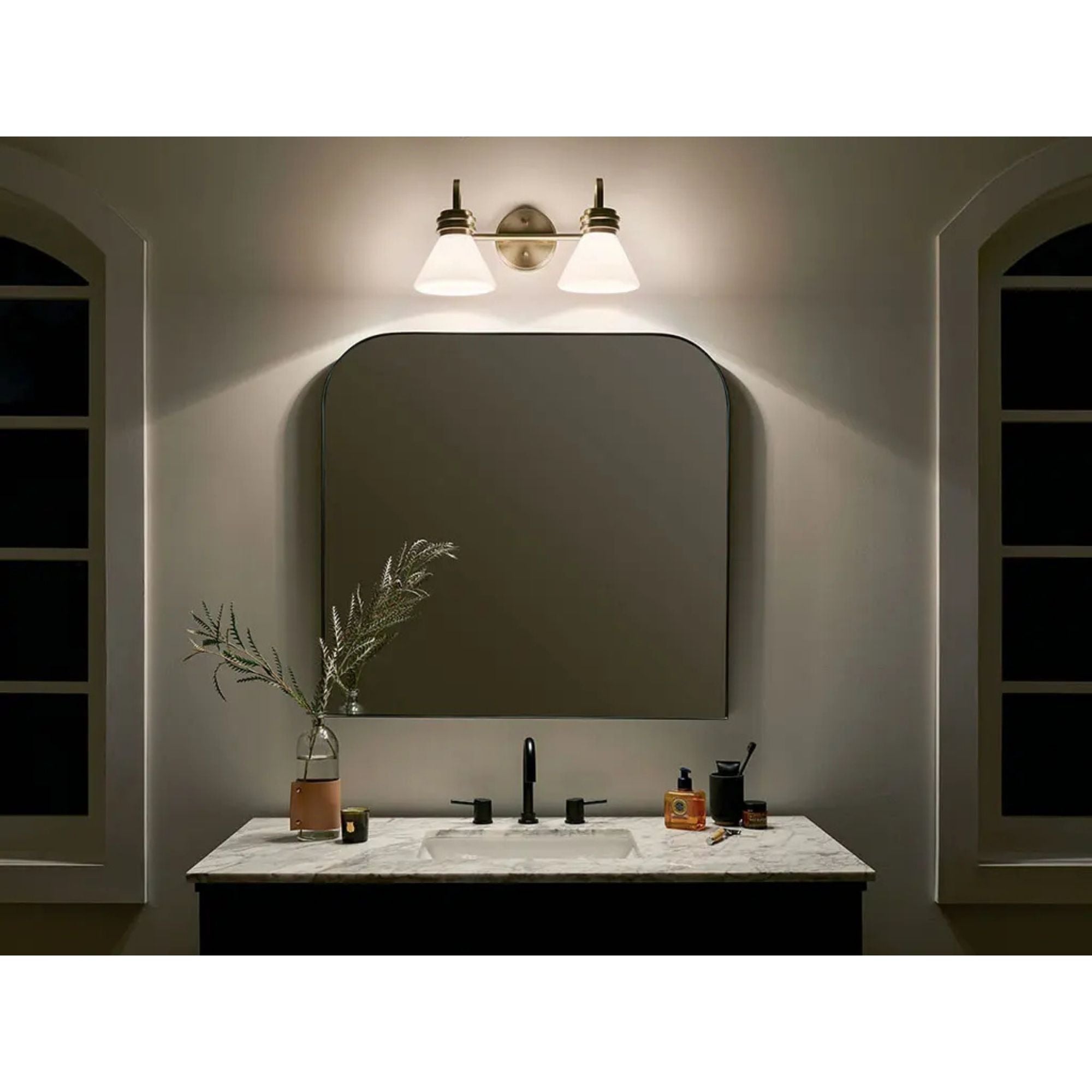 Farum 19" 2-Light Bath Vanity Light, Chrome Finish, Etched Glass
